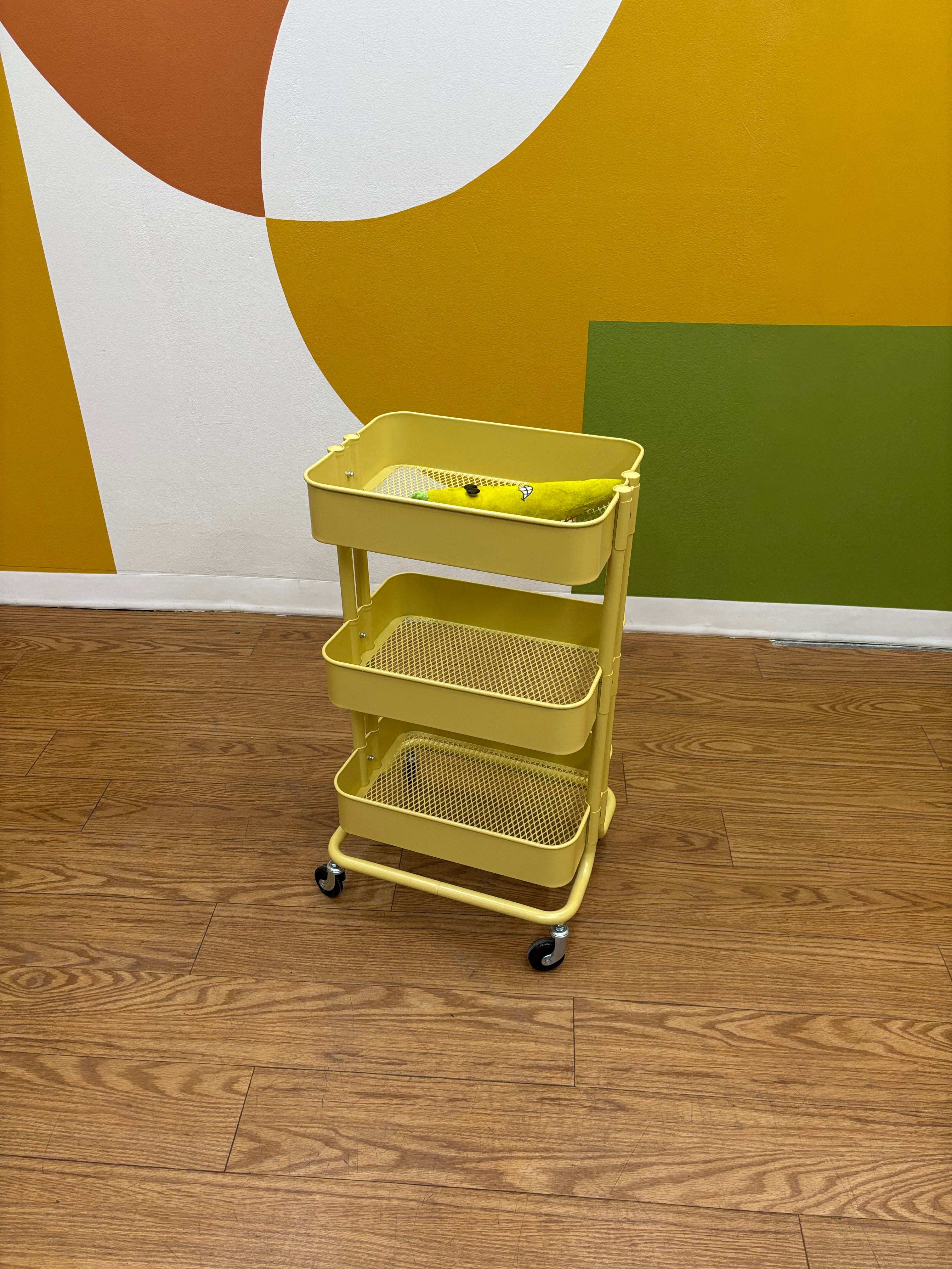 Yellow 3-Tier Rolling Cart