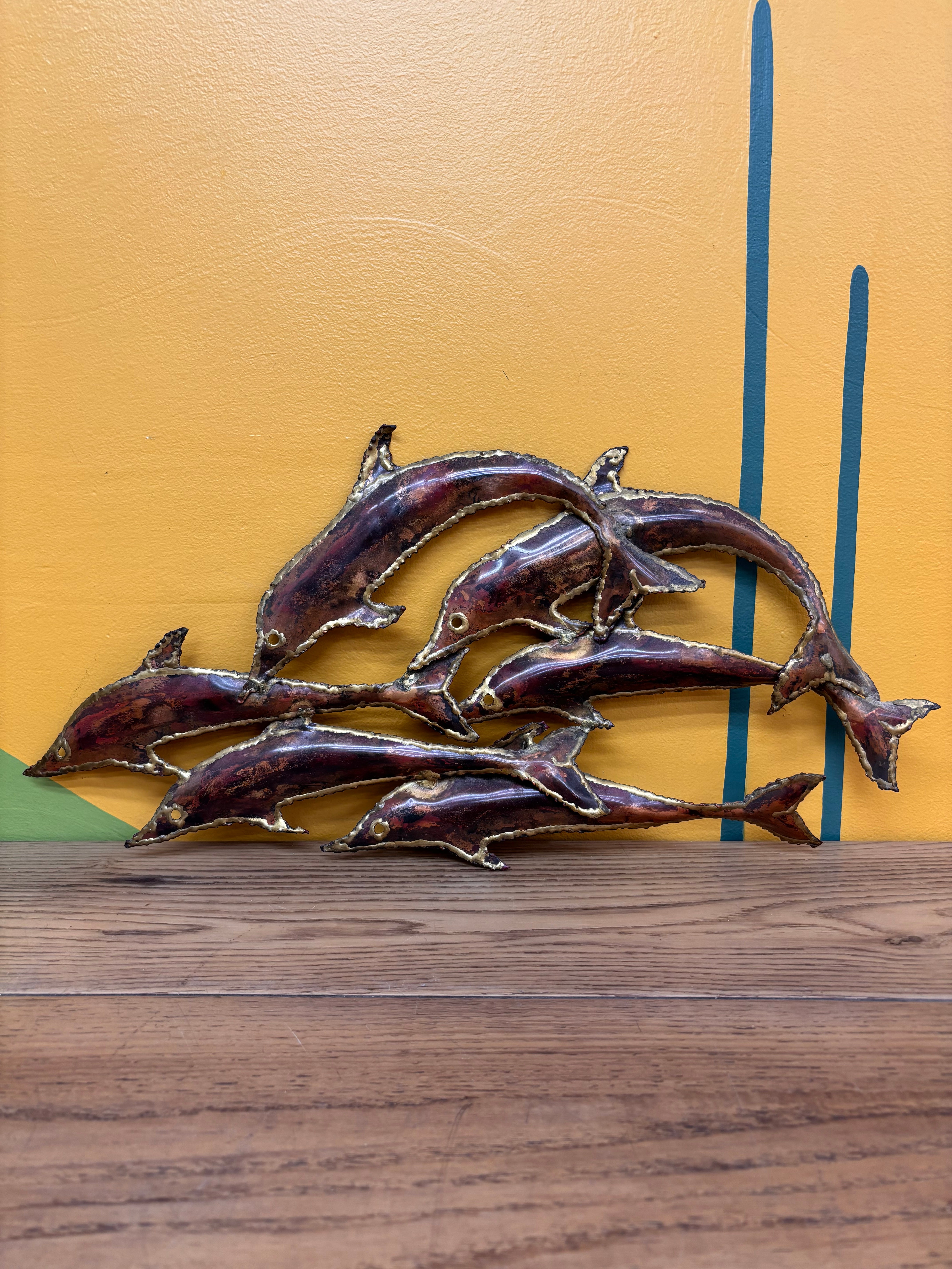Metal Dolphin Wall Sculpture
