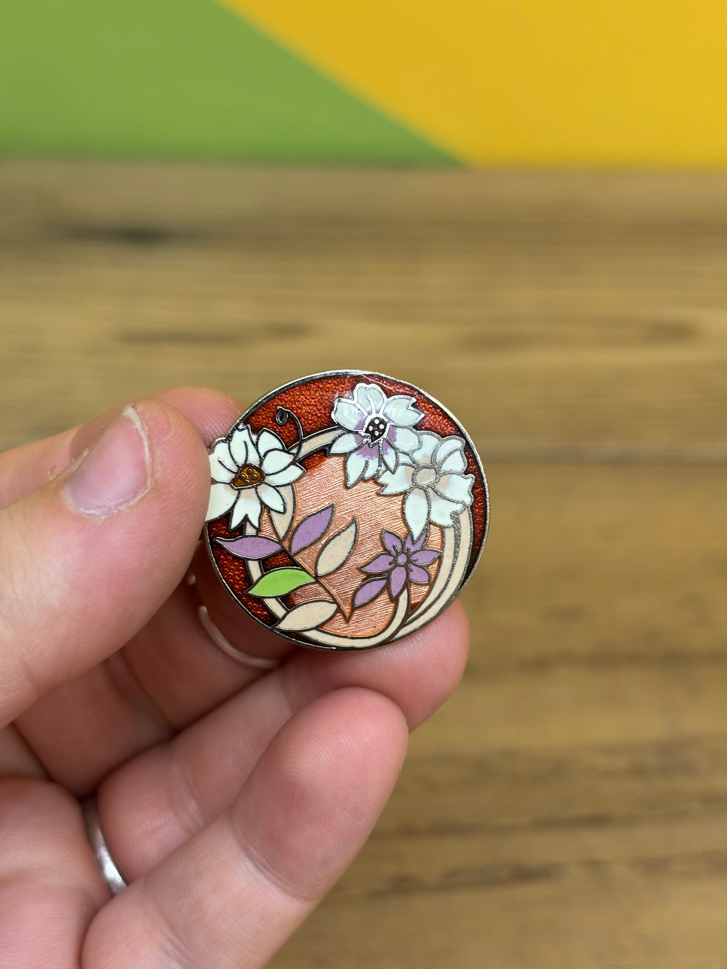 Floral Enamel Brooch