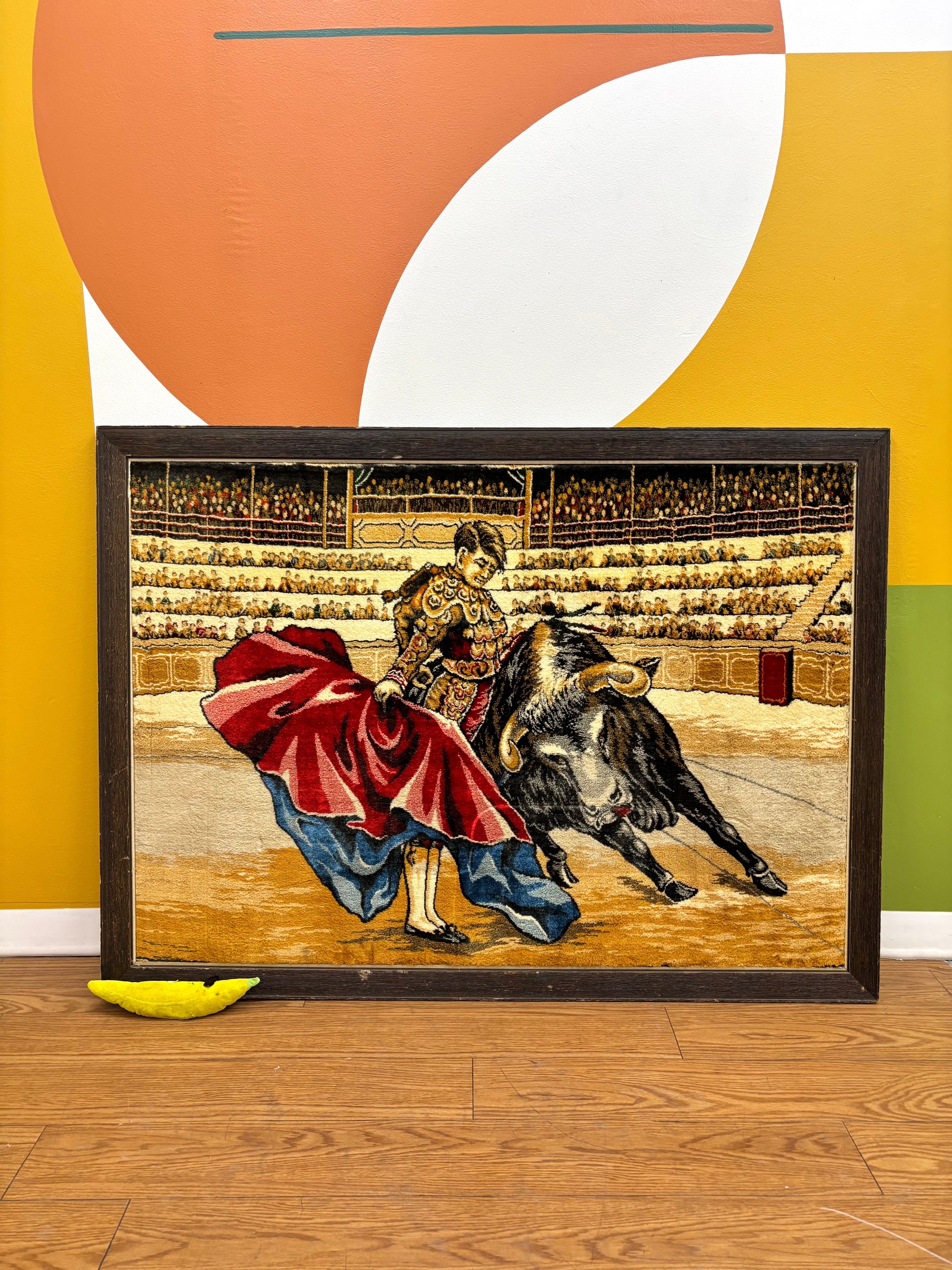 Large Framed Bull Tapestry