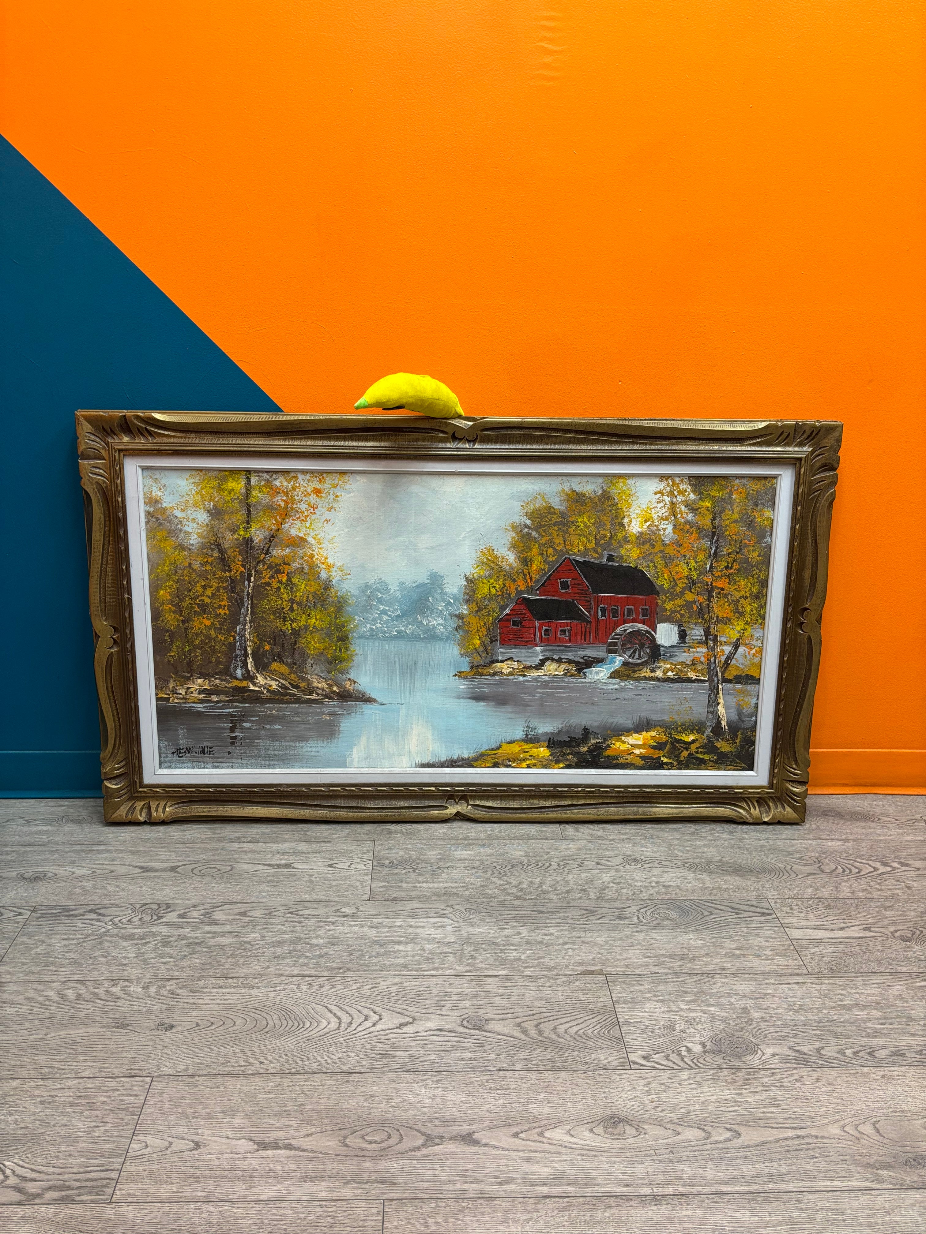 Large Gold Framed Farm Painting