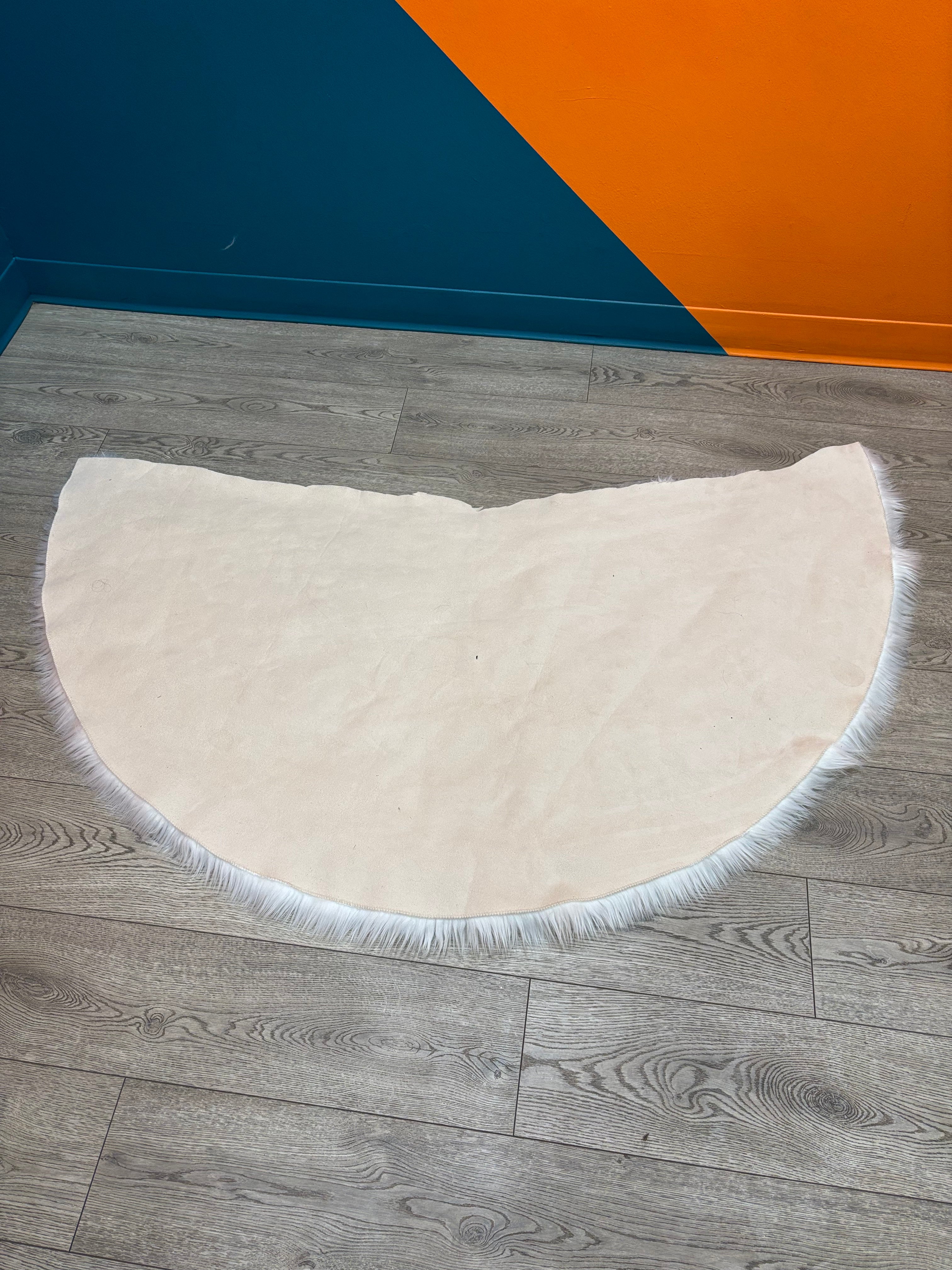 Half Moon White Faux Fur Rug