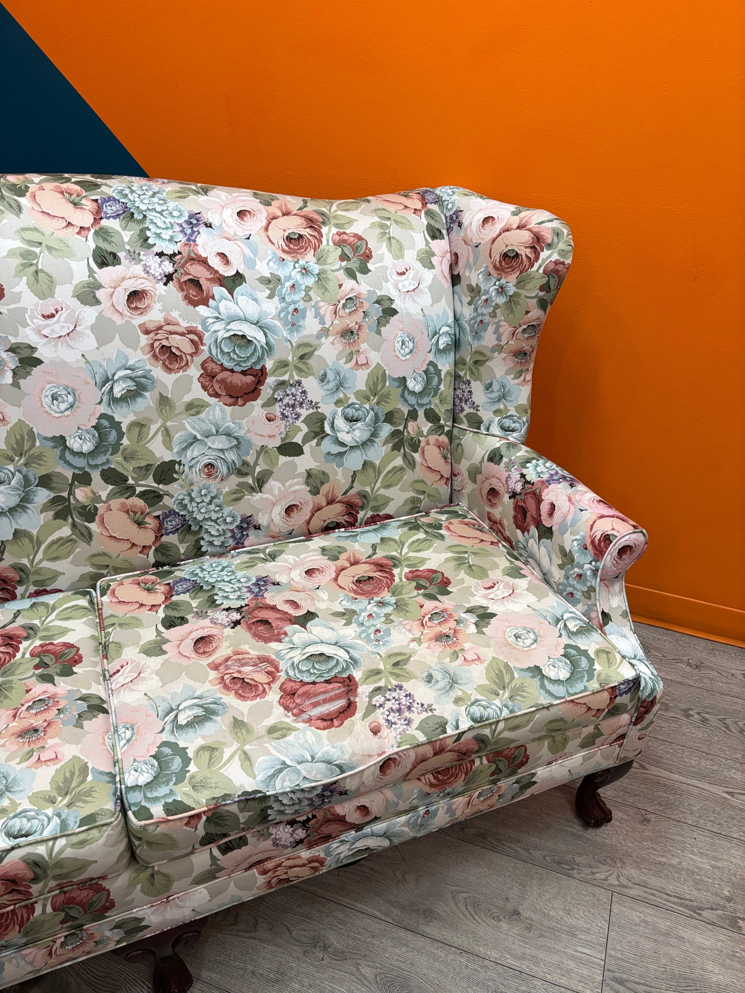 Floral Wingback Loveseat
