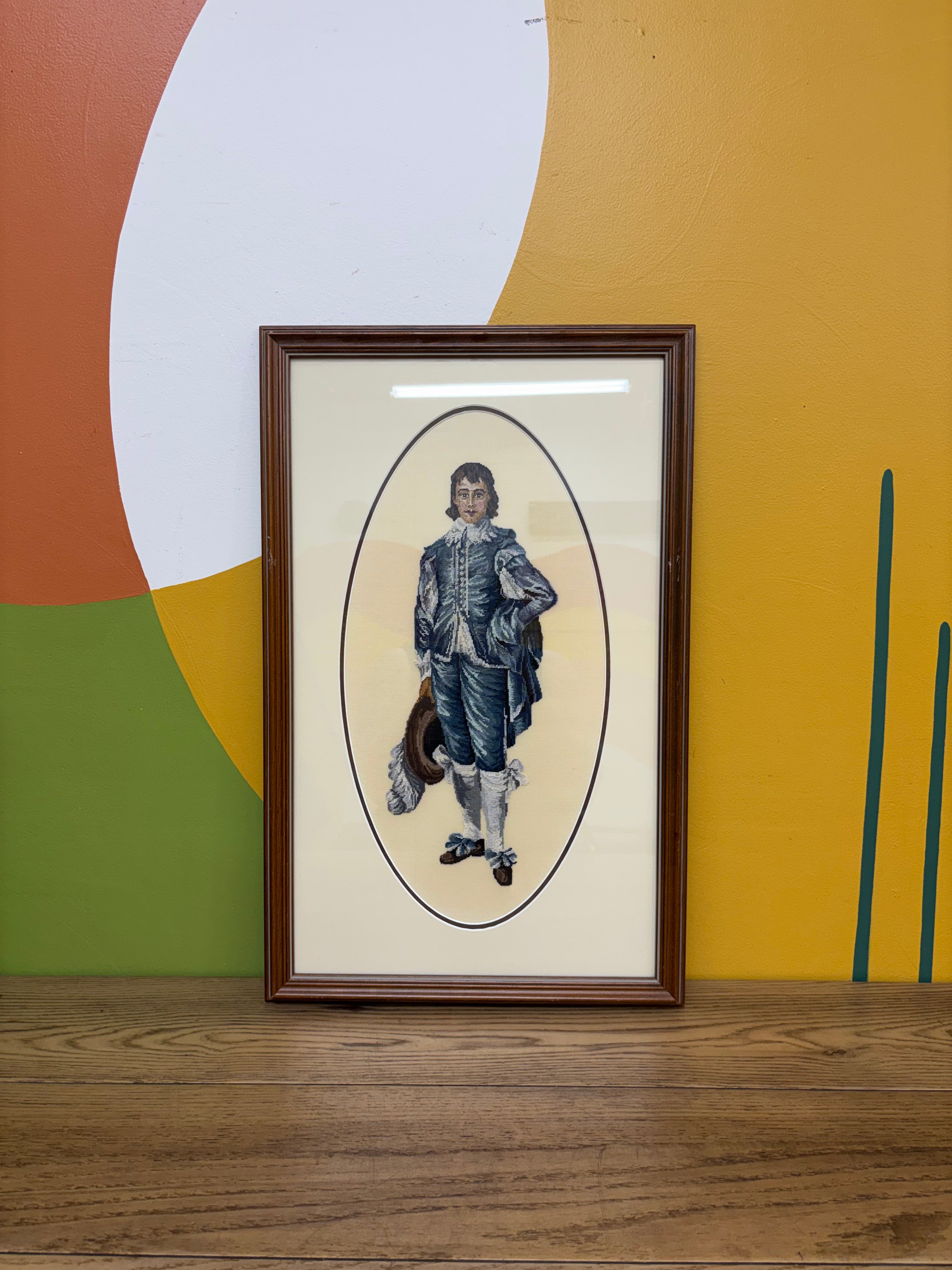 Framed Needlepoint Blue Boy