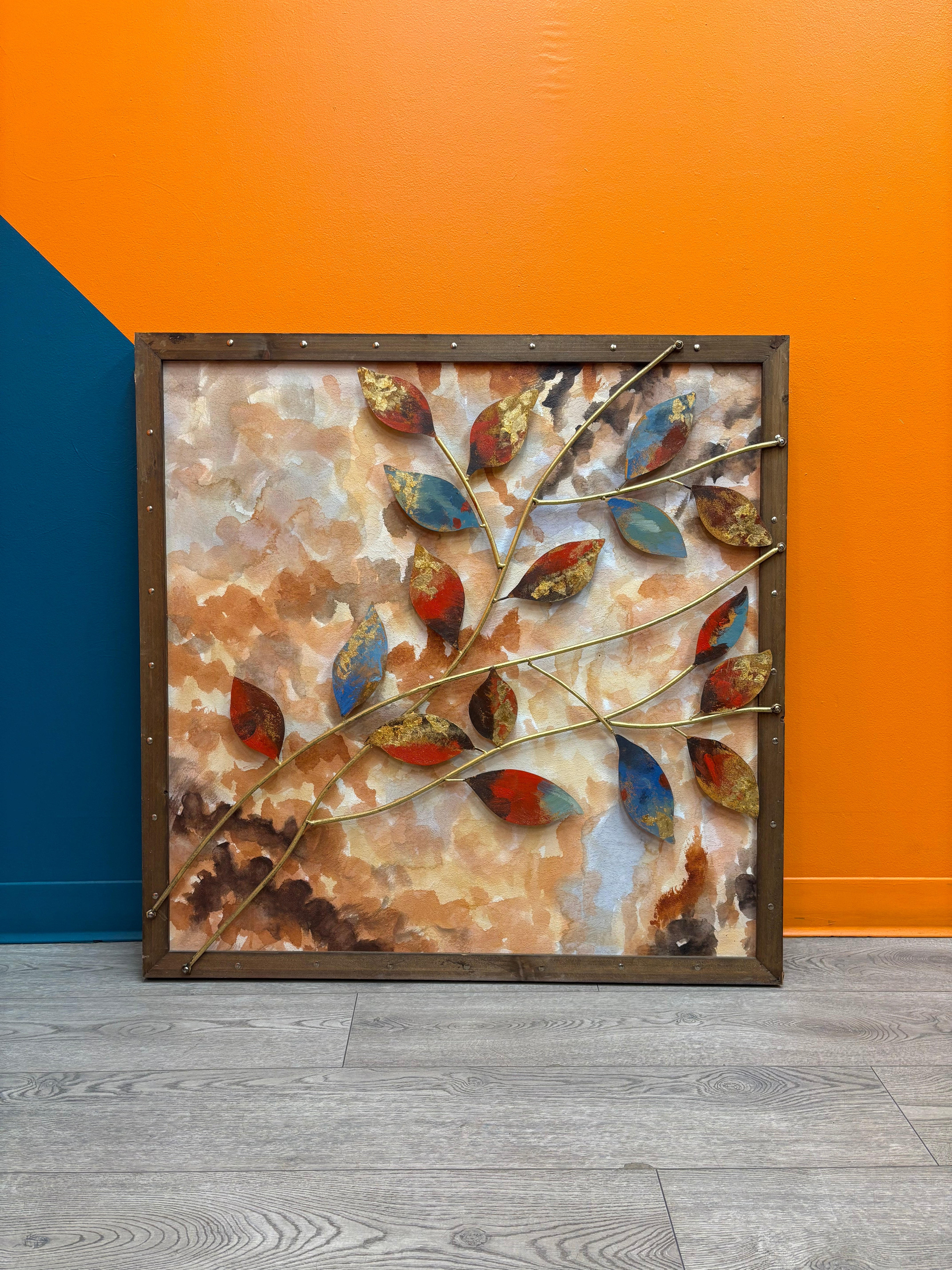 Colorful Metal Leaf Canvas