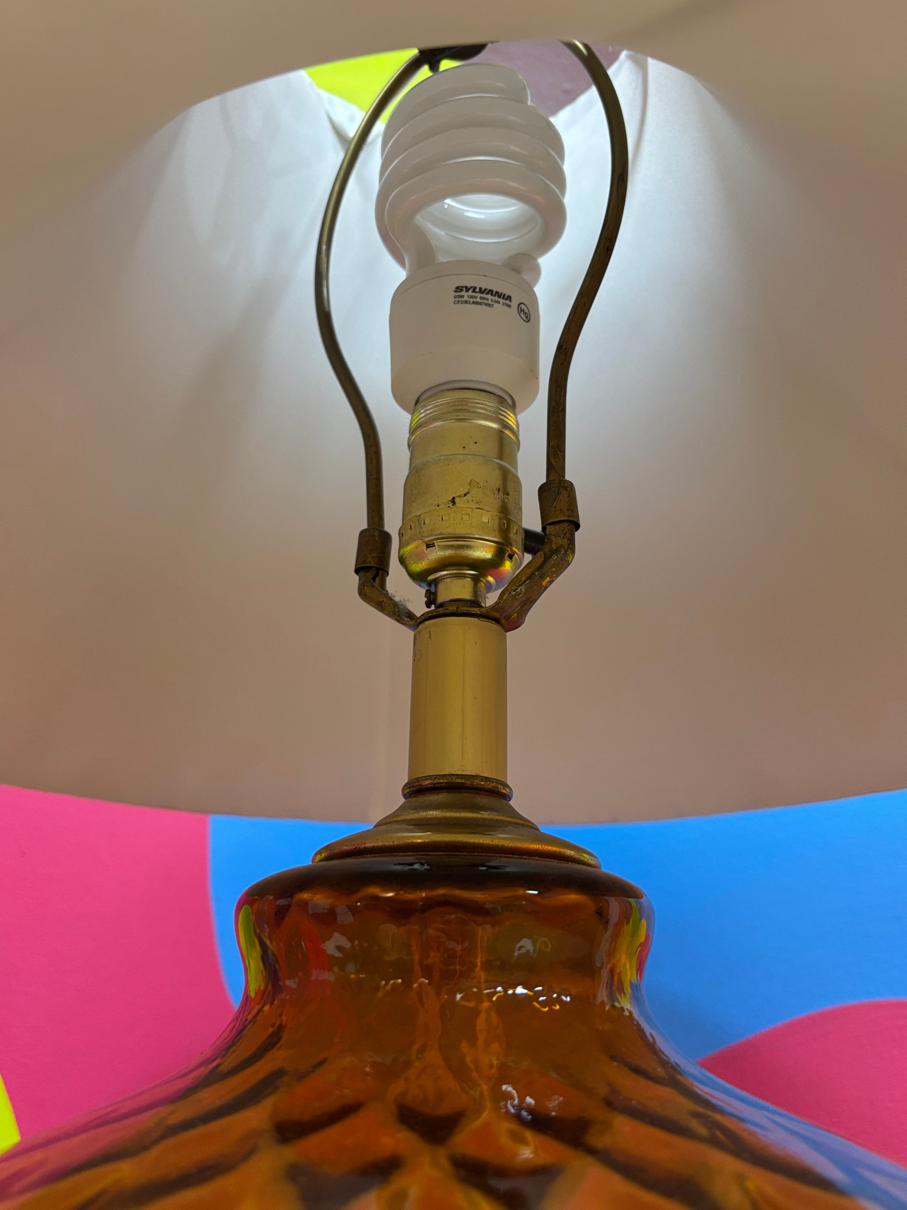 Amber Glass Table Lamp