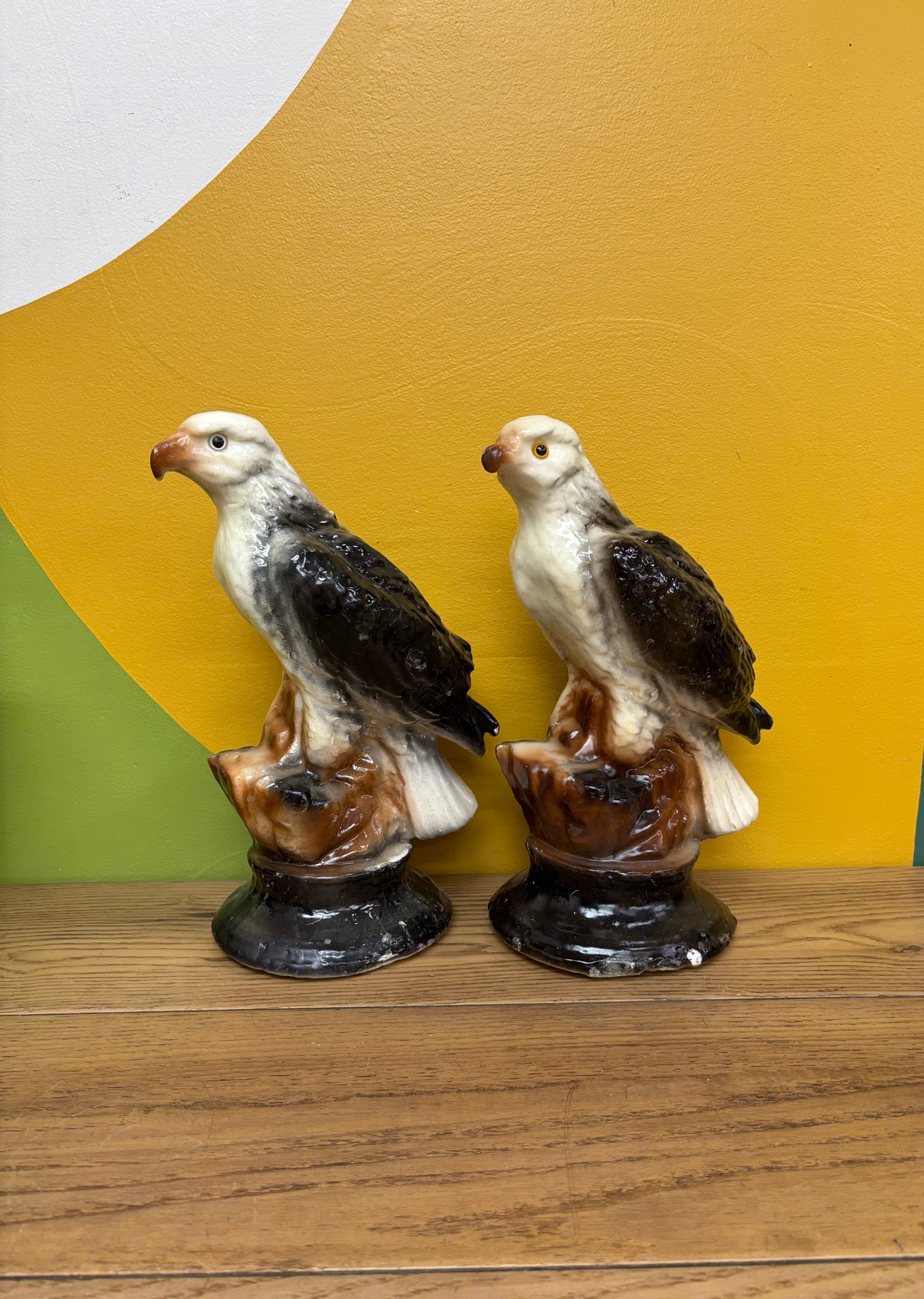 (2) Eagle Candle Sculptures