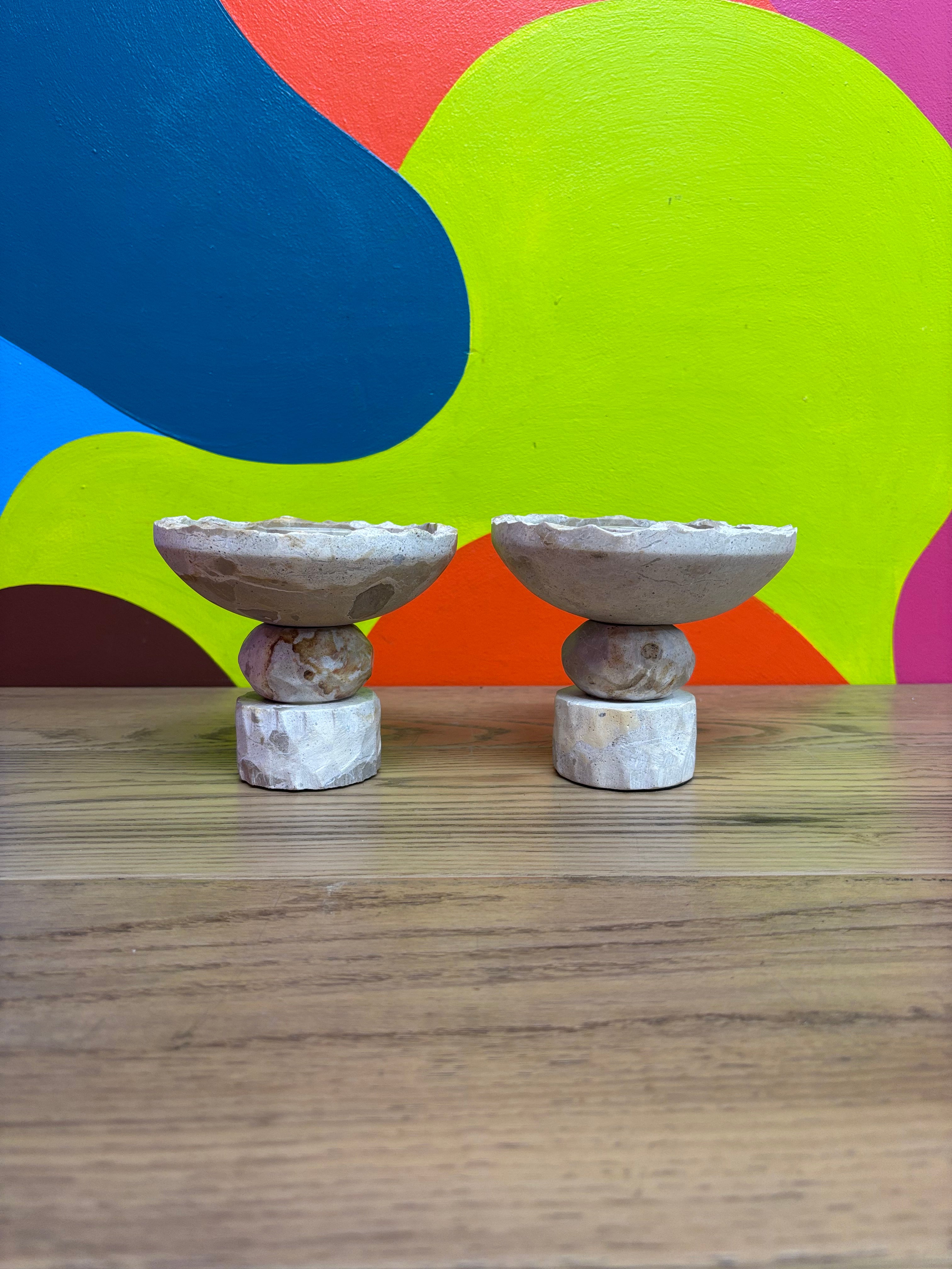 Set of Marble Candle Holders - Crate & Barrel