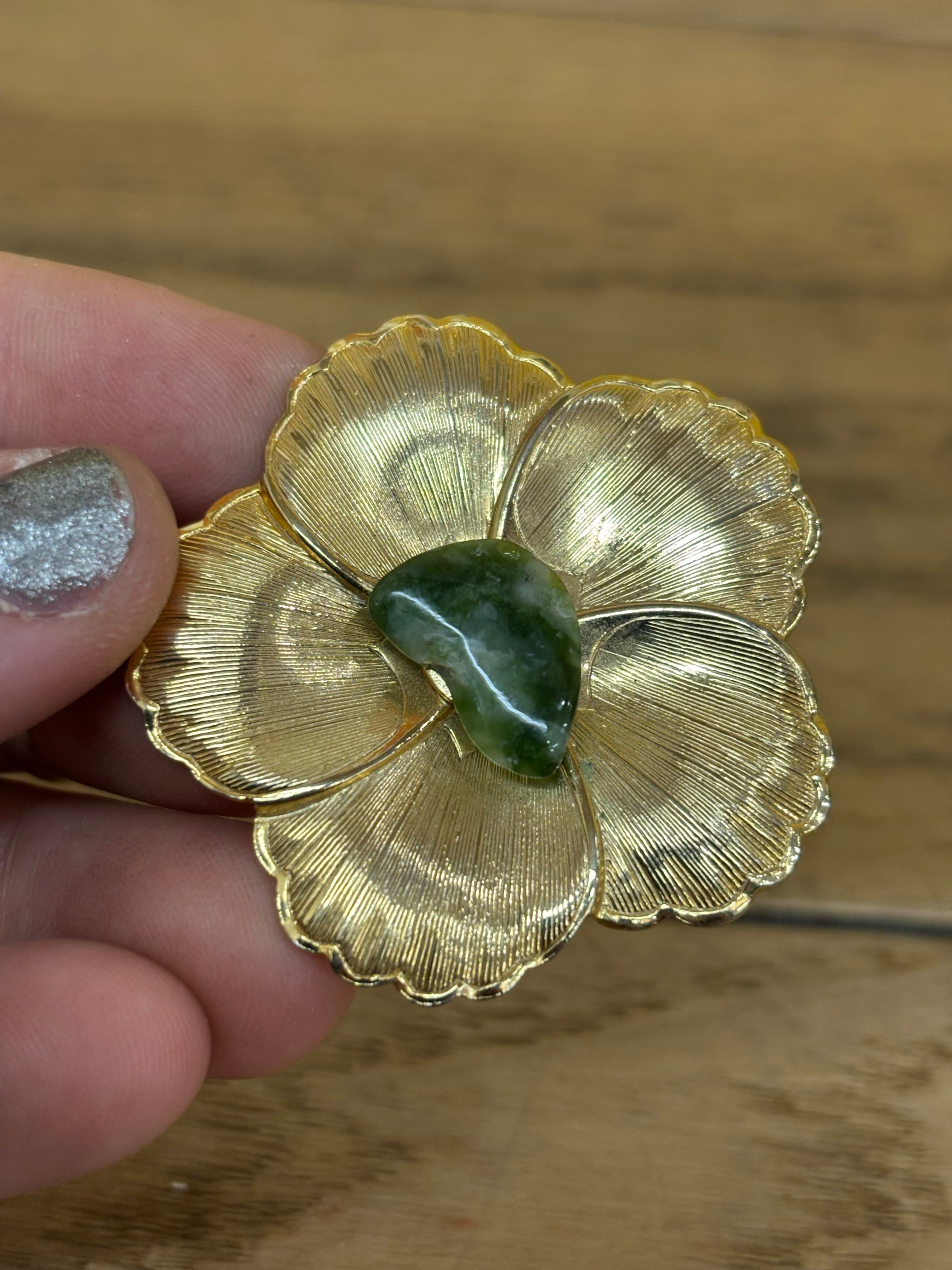 Gold Tone Flower Brooch