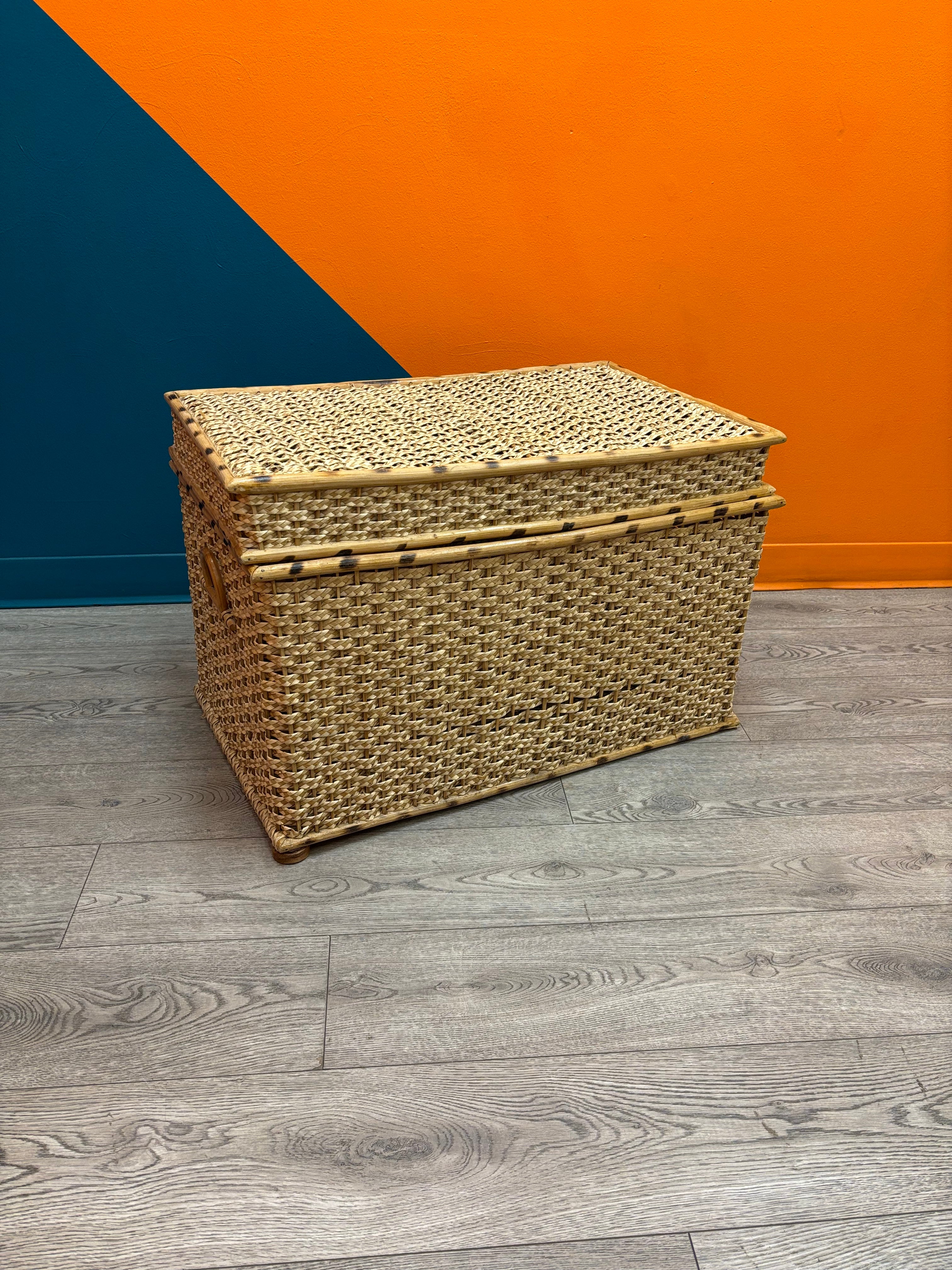 Woven Wicker Storage Trunk