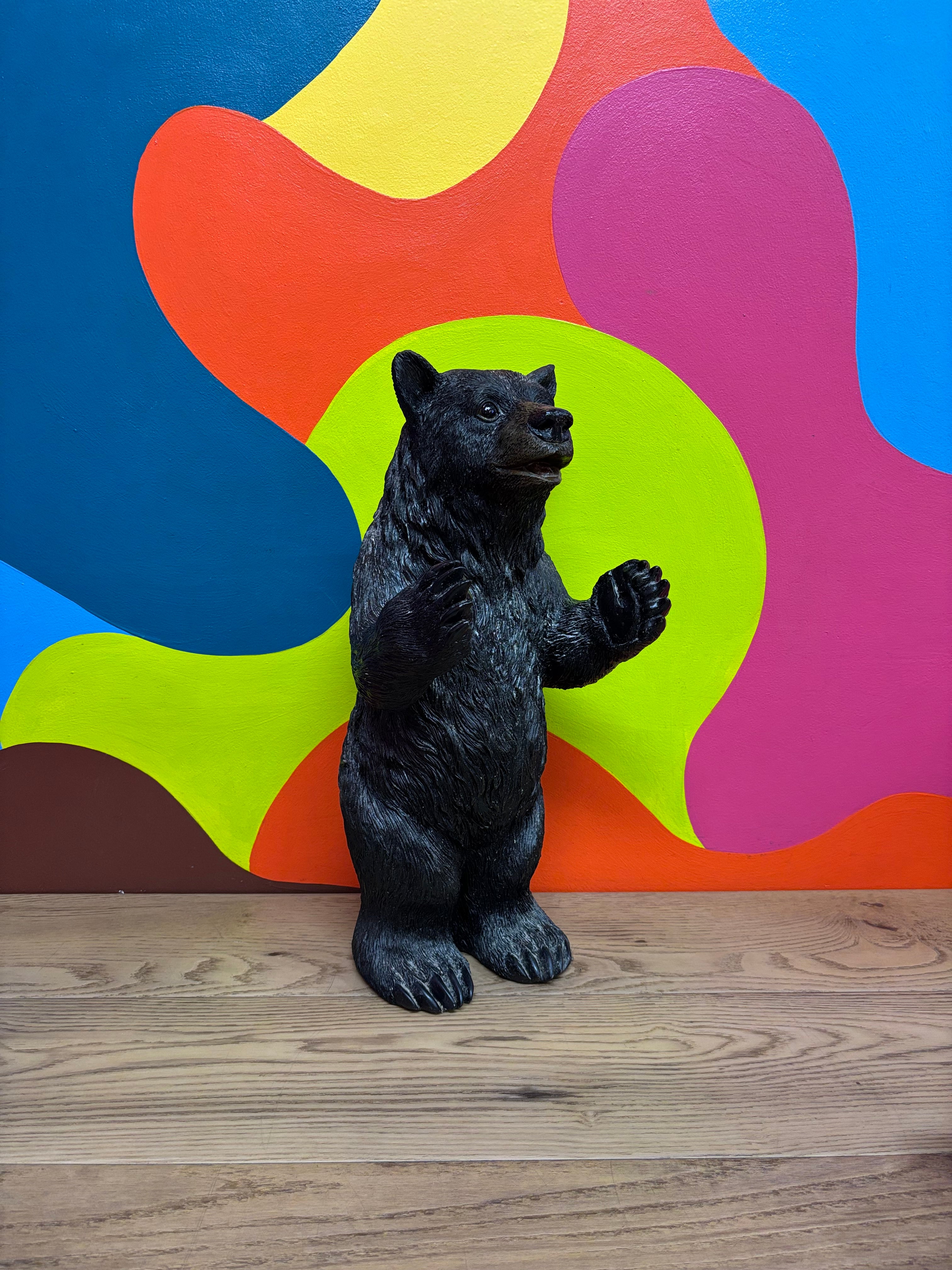 Small Standing Black Bear Toilet Paper Holder