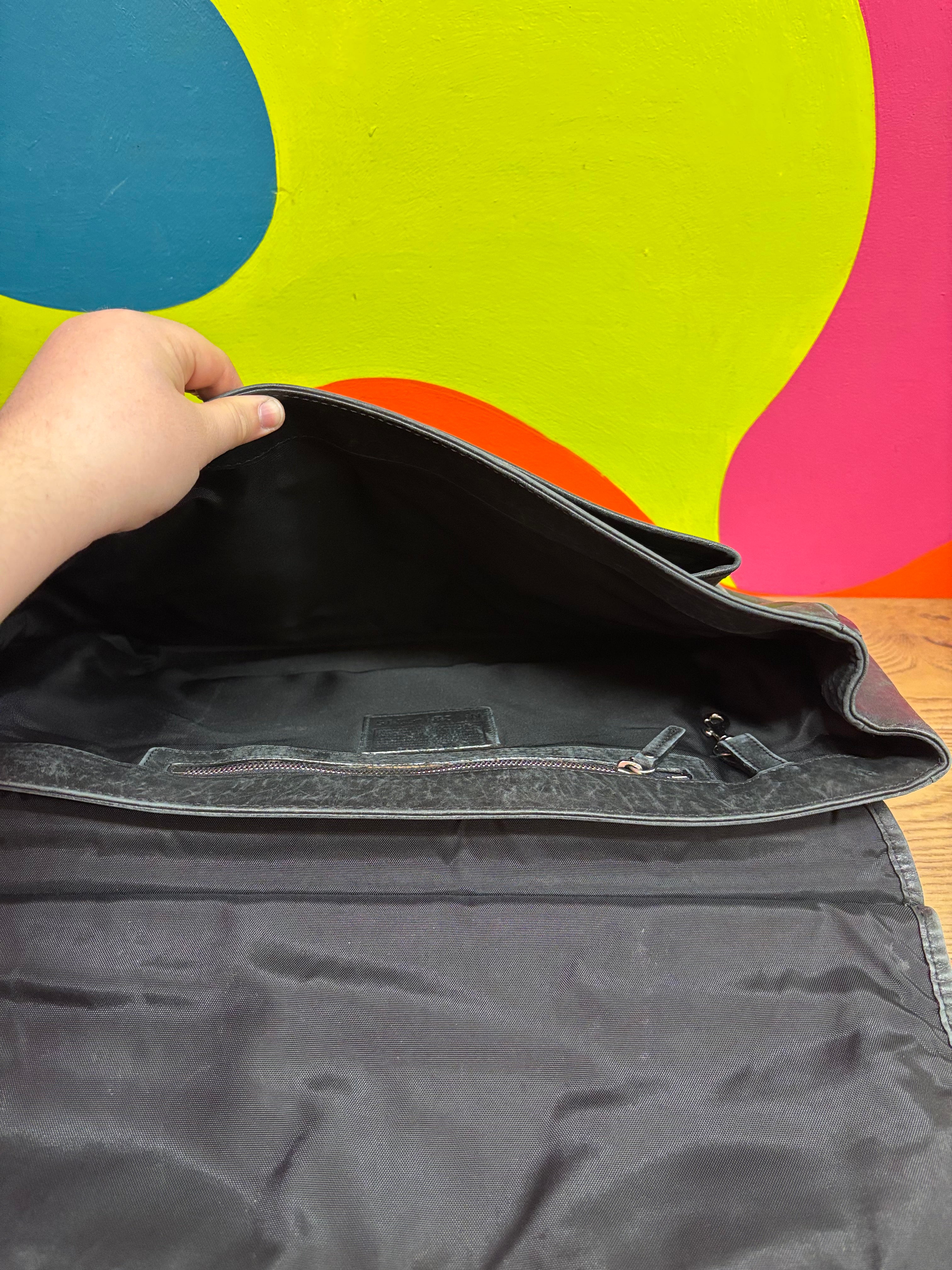 Black Leather Briefcase Shoulder Bag