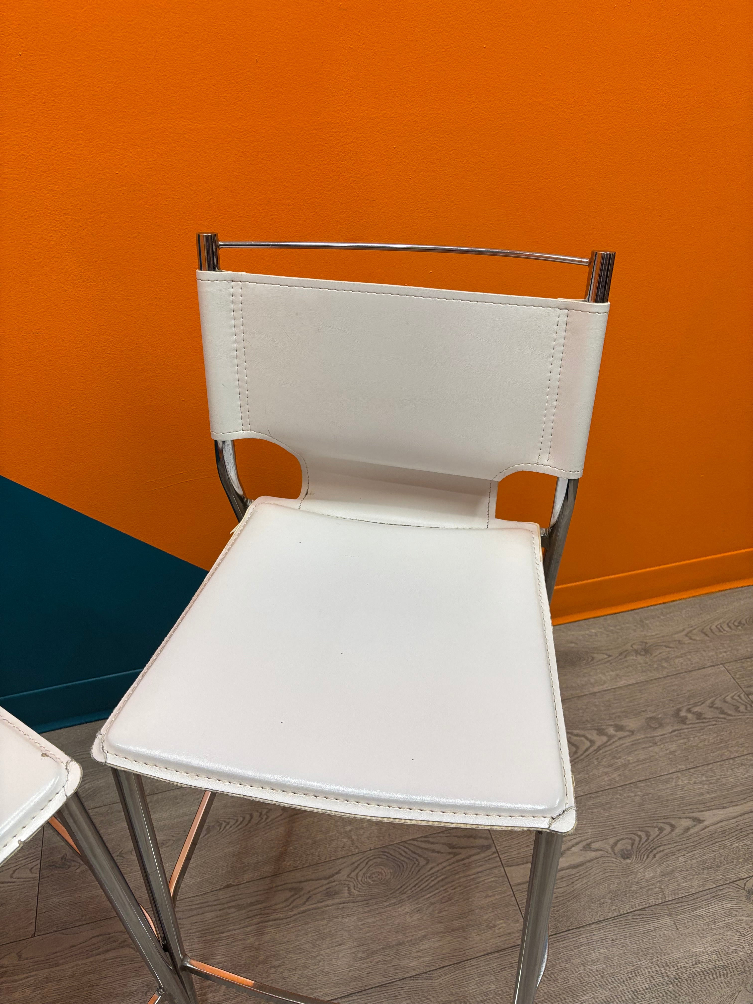 (3) White Bar Stool Chairs