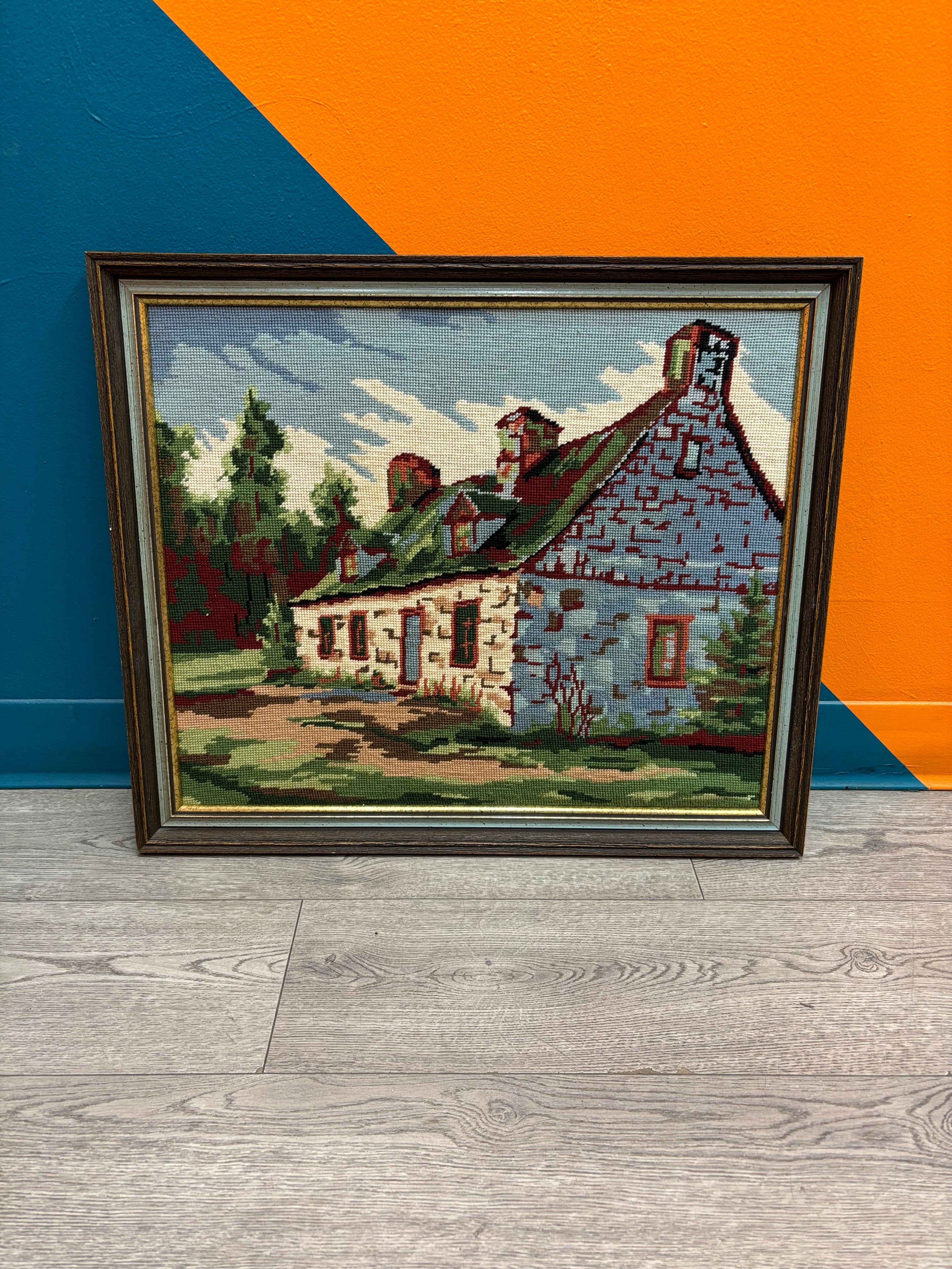 Framed Cottage Cross Stitch