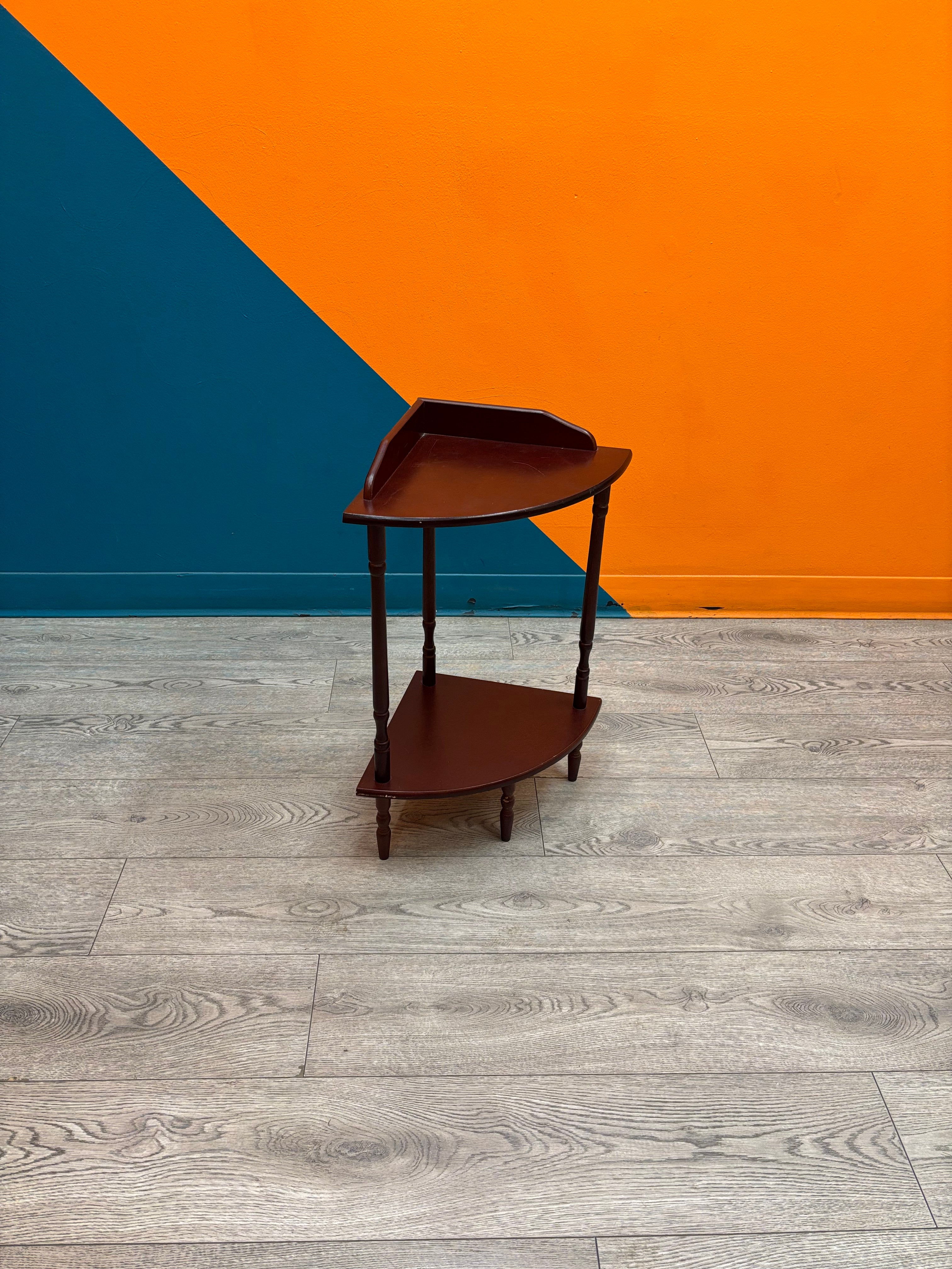 Small Wood 2 Tier Corner Shelf