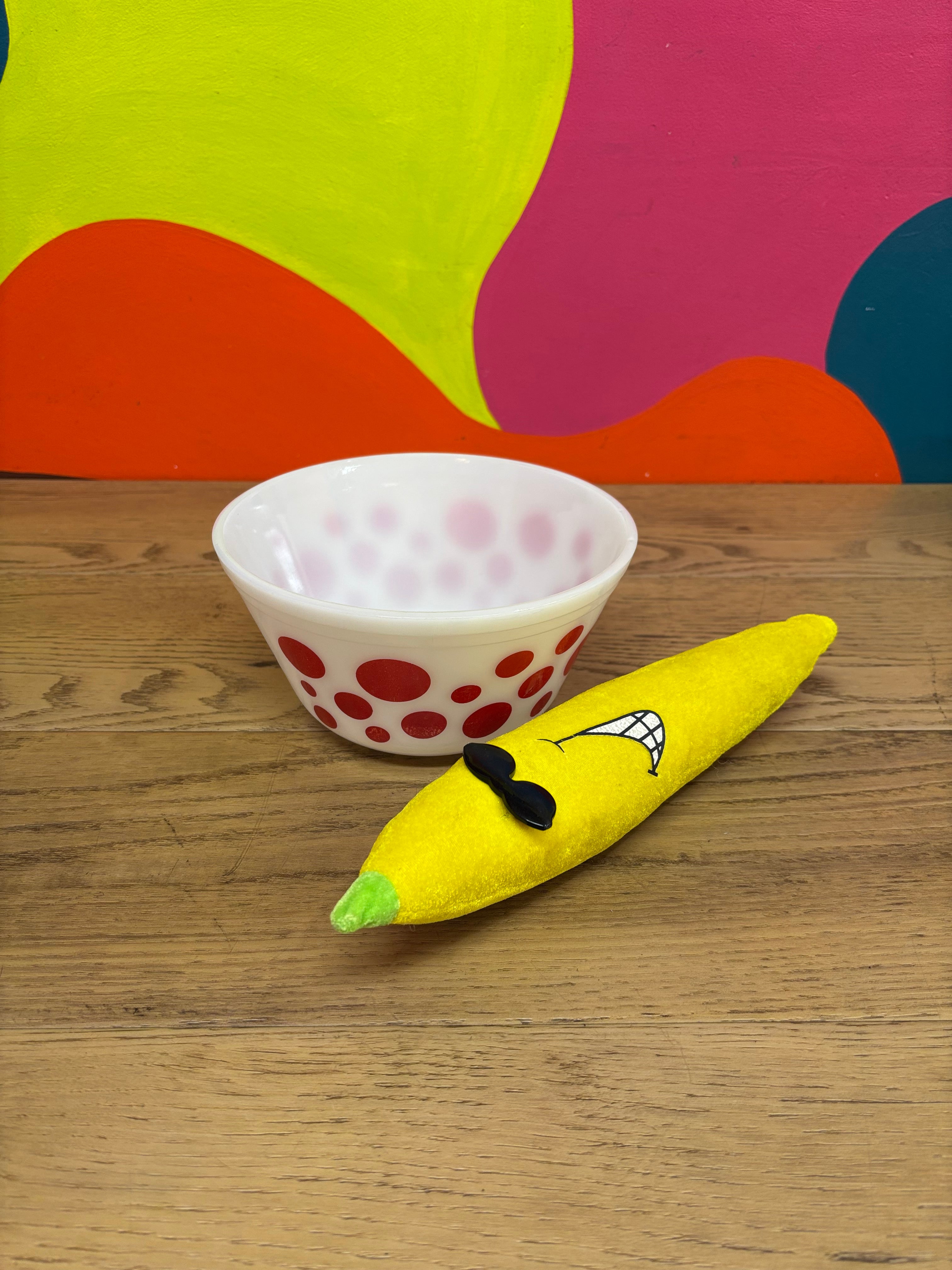 Red Polka Dot Fire King Mixing Bowl