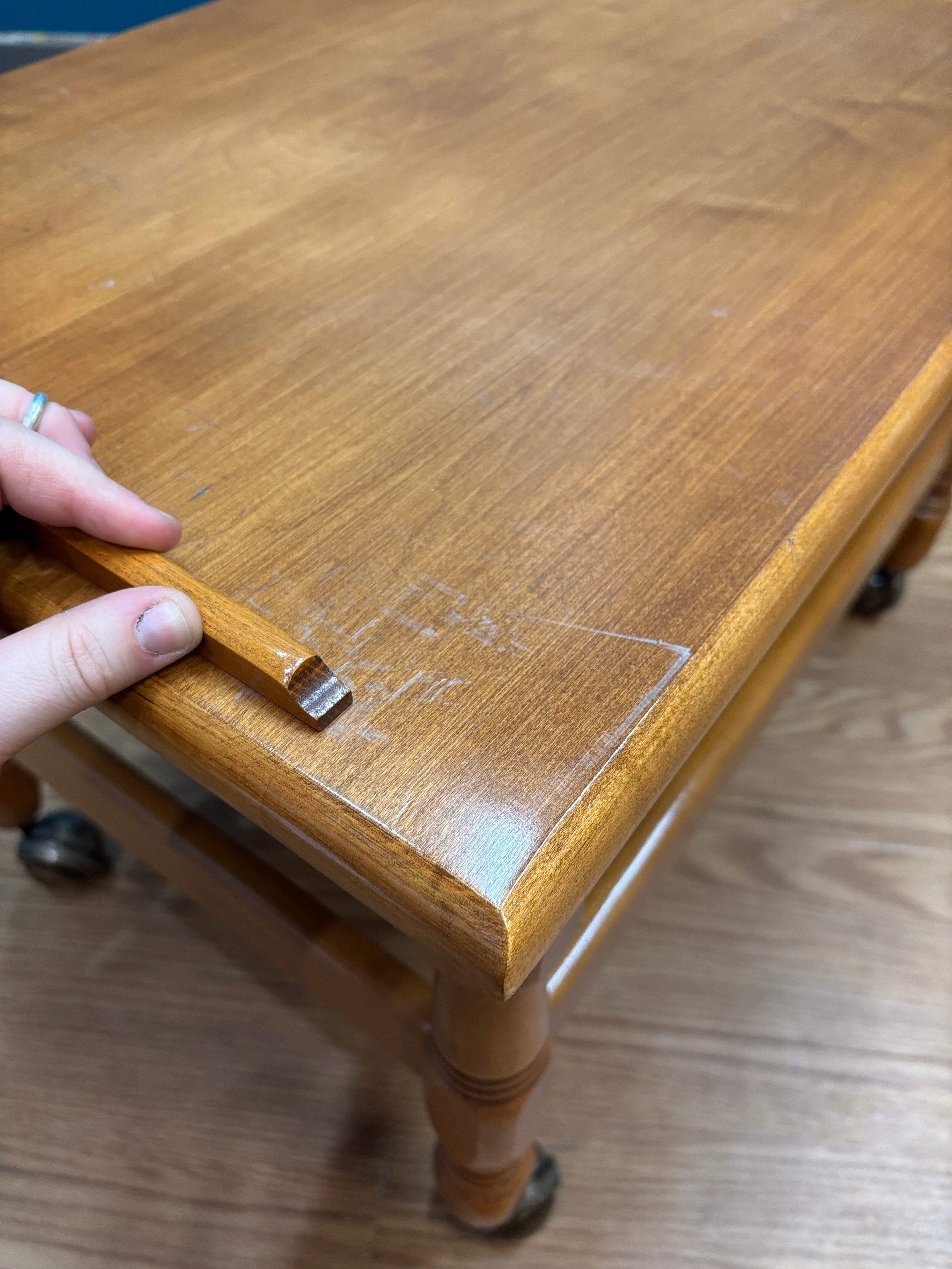 Wood Rolling End Table
