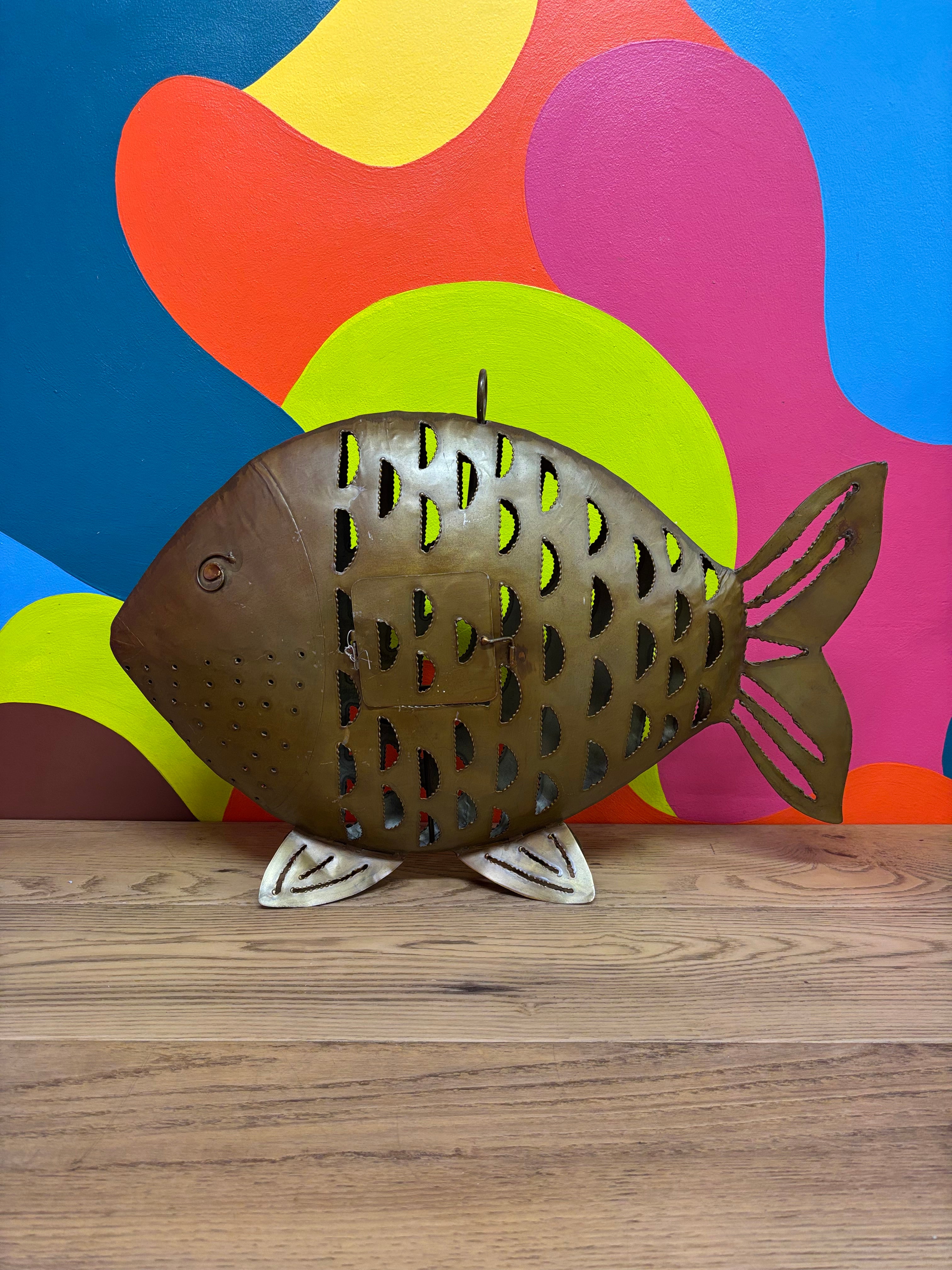 Large Metal Fish Candle Holder
