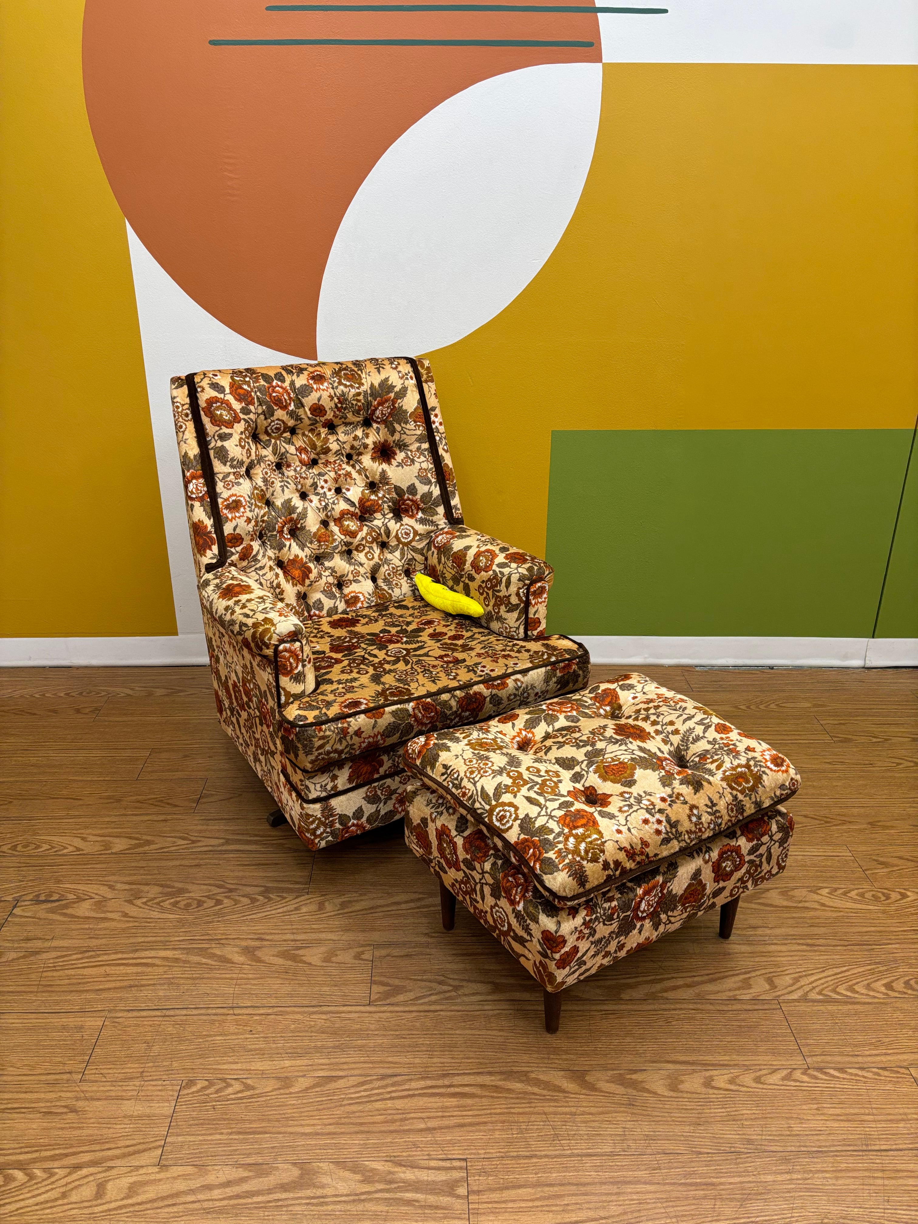 Floral Armchair & Ottoman