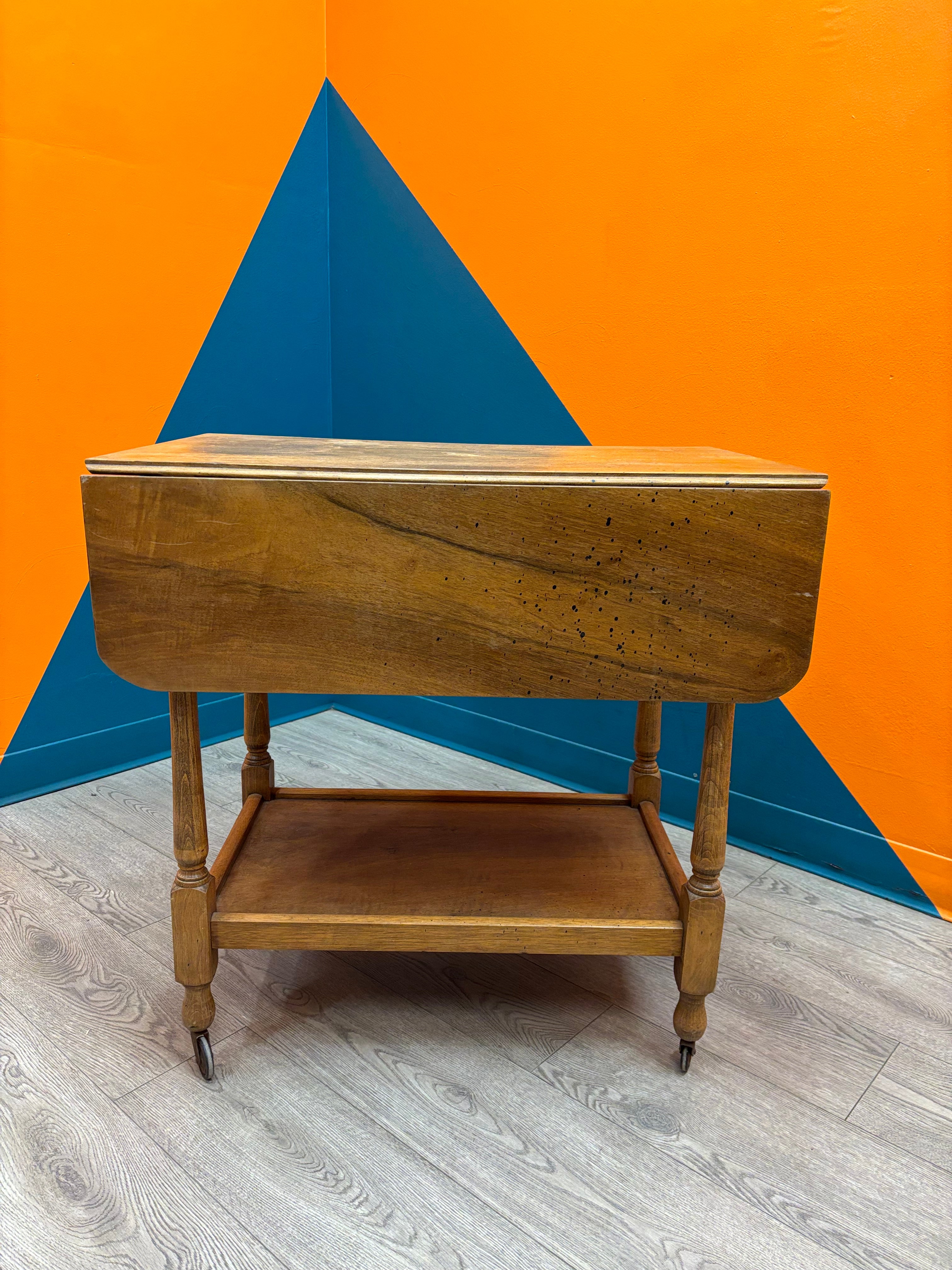 Wood Rolling Drop Leaf Cart