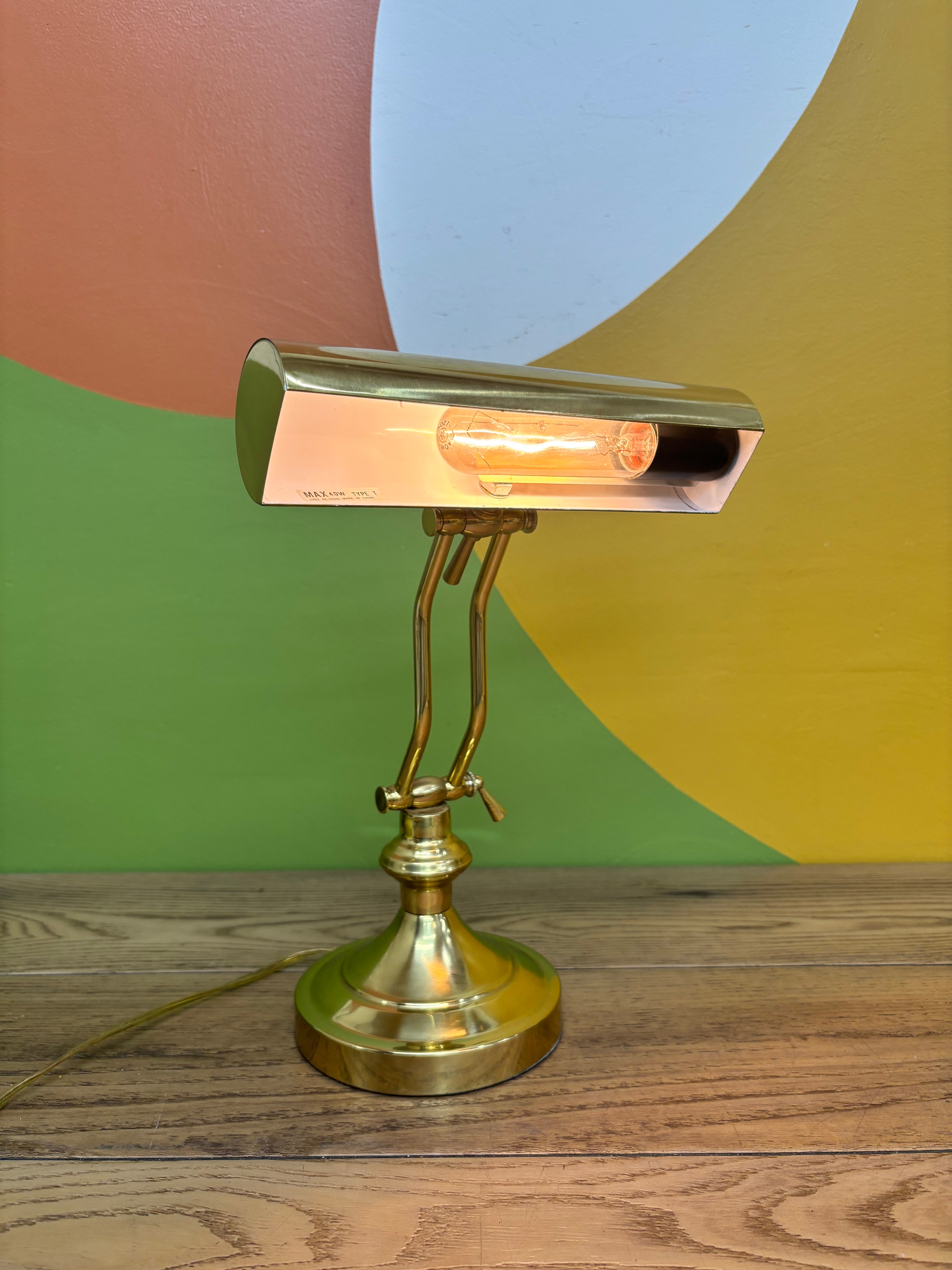 Gold Metal Bankers Lamp