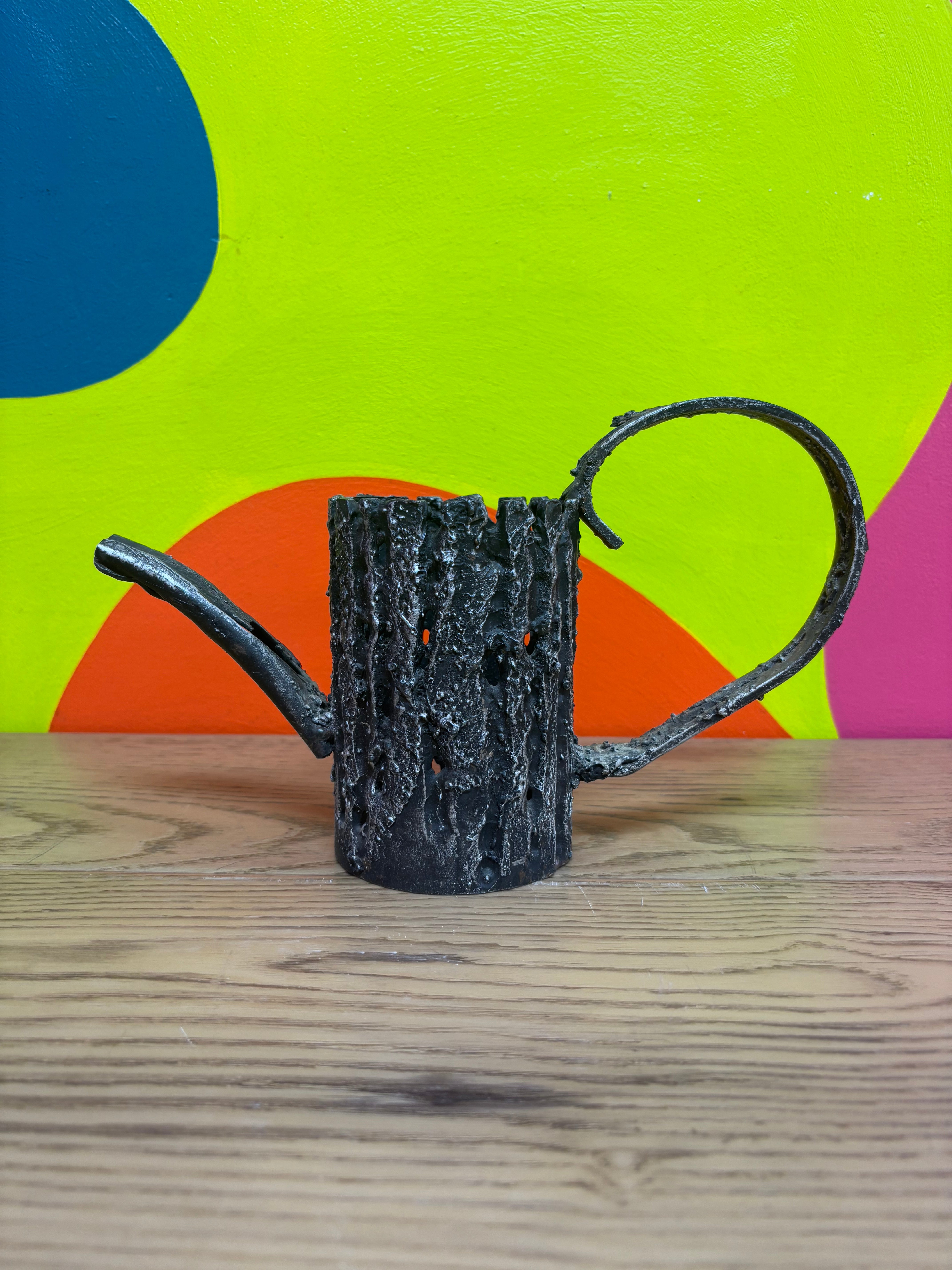 Metal Watering Can Tree Trunk Candle Holder
