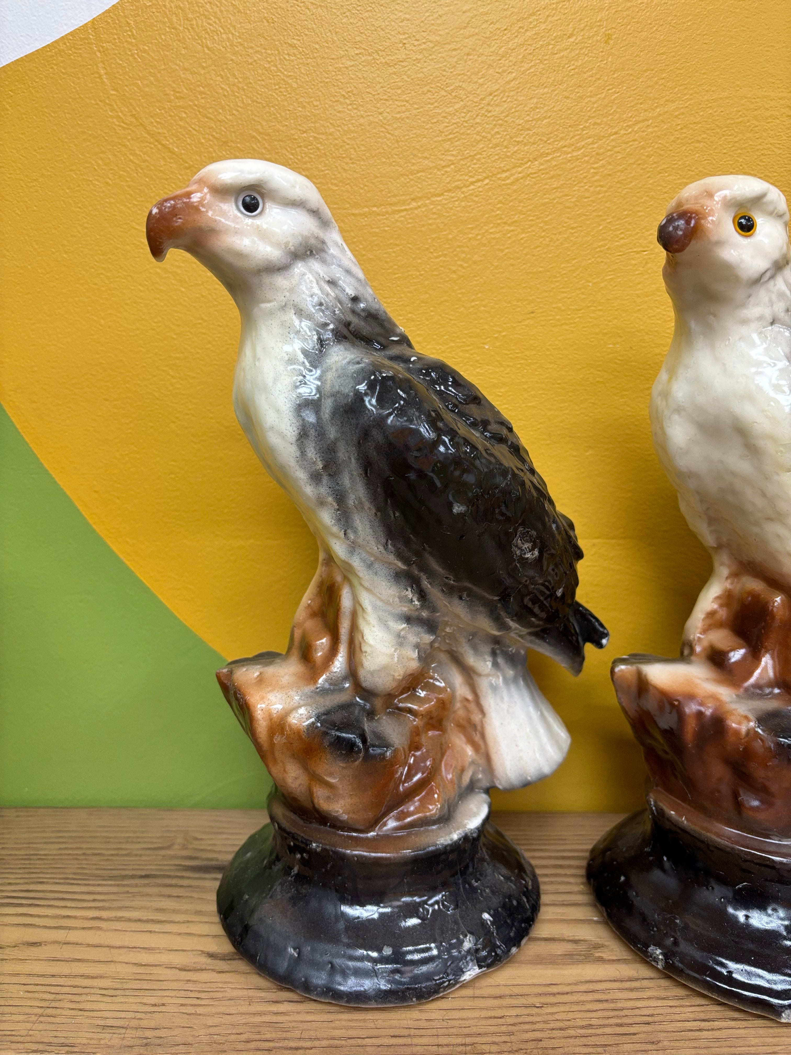 (2) Eagle Candle Sculptures
