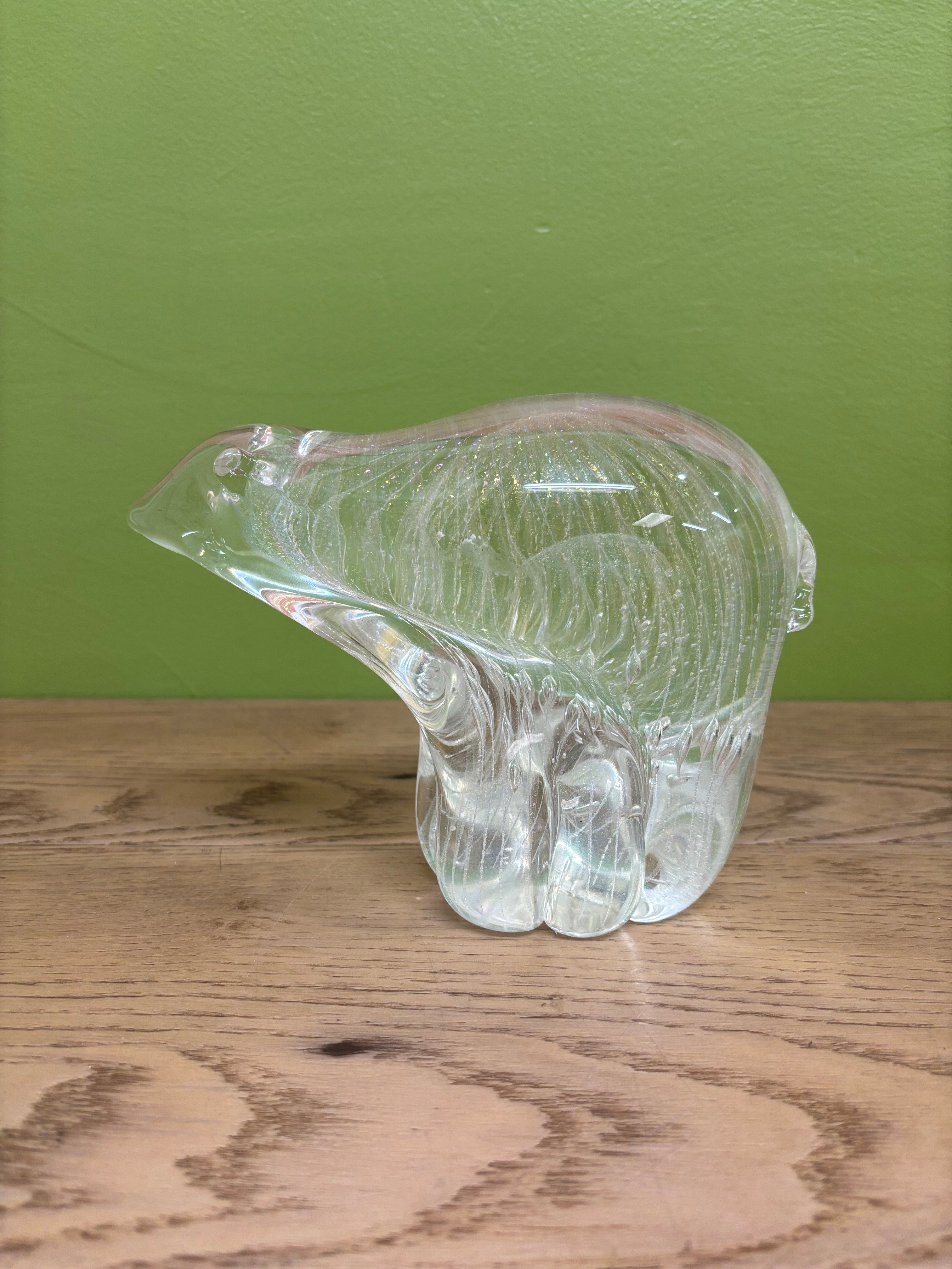 Glass Polar Bear Figurine