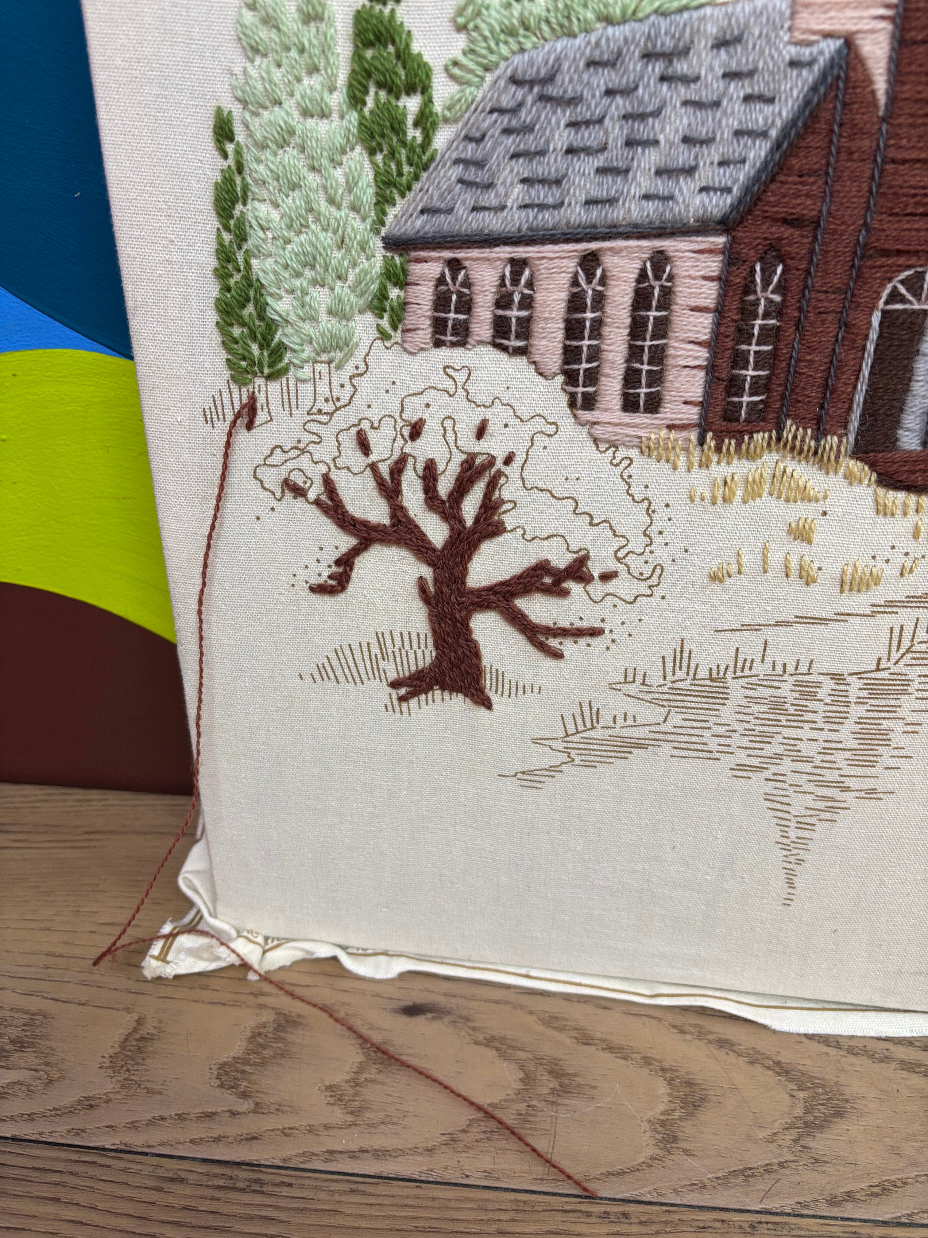 Little Church by the Lake Unfinished Embroidery