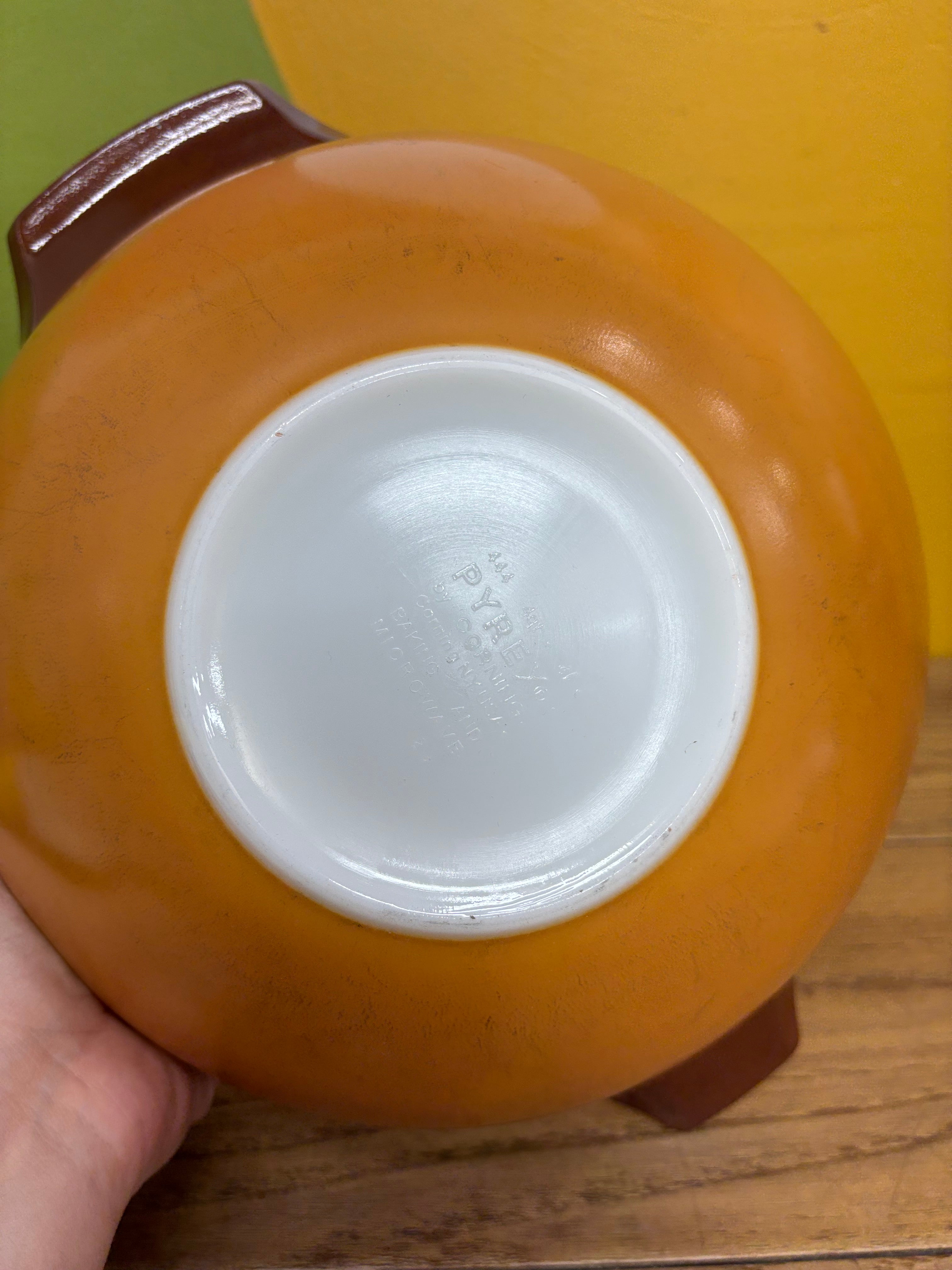 (2) Pyrex Old Orchard Brown Mixing Bowls