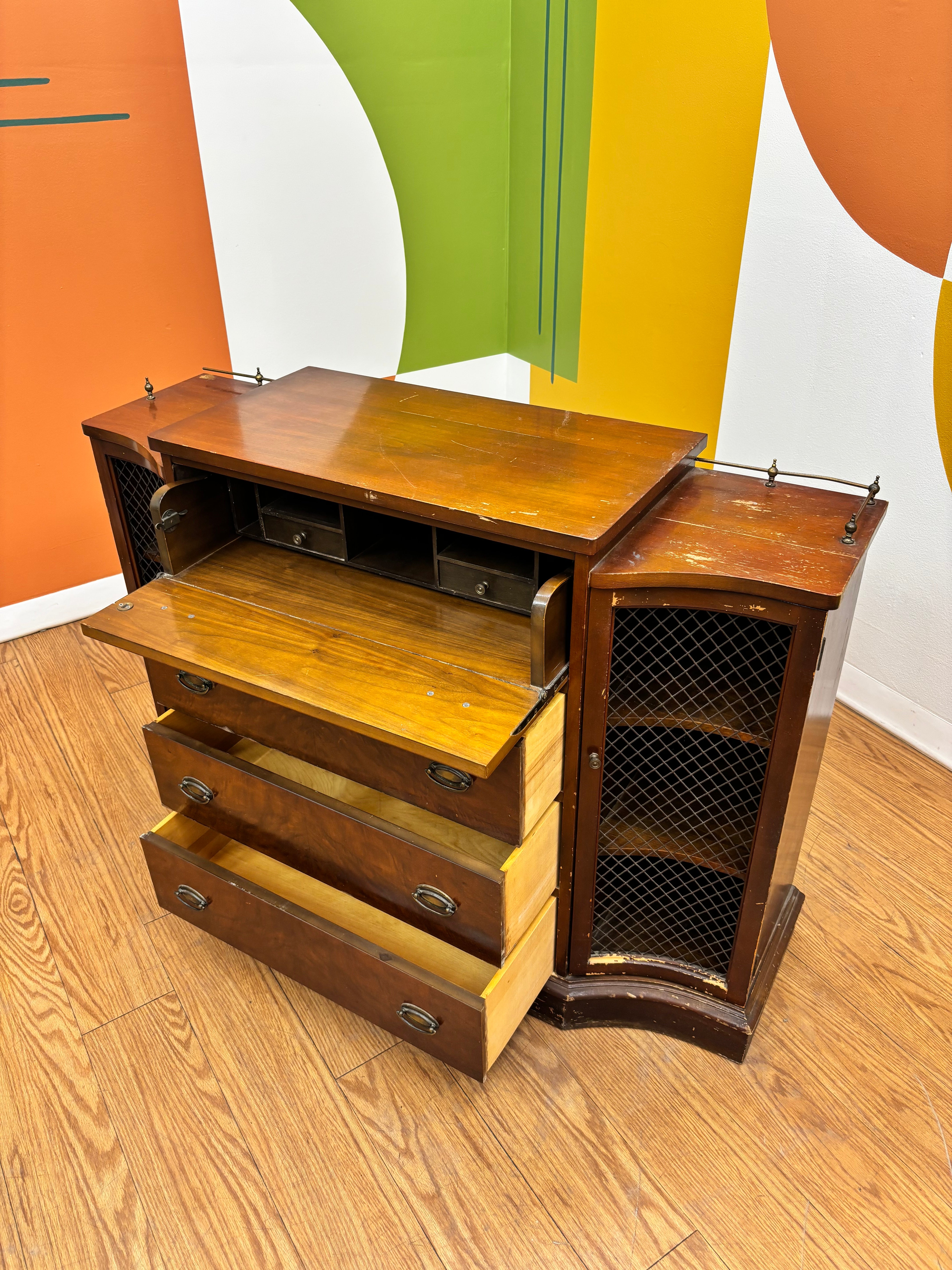 Wood Cabinet with Drop Down Drawer