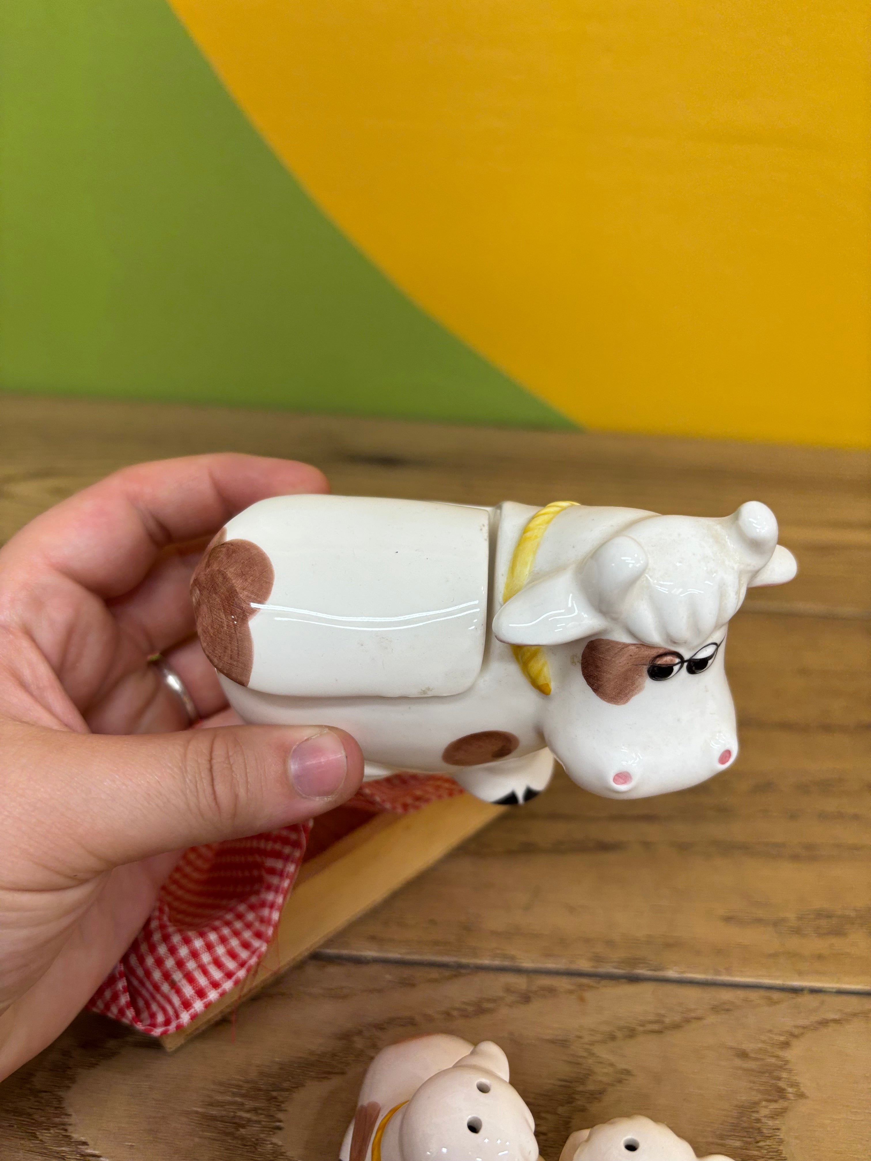 Ceramic Cow Sugar Jar & Shakers Set