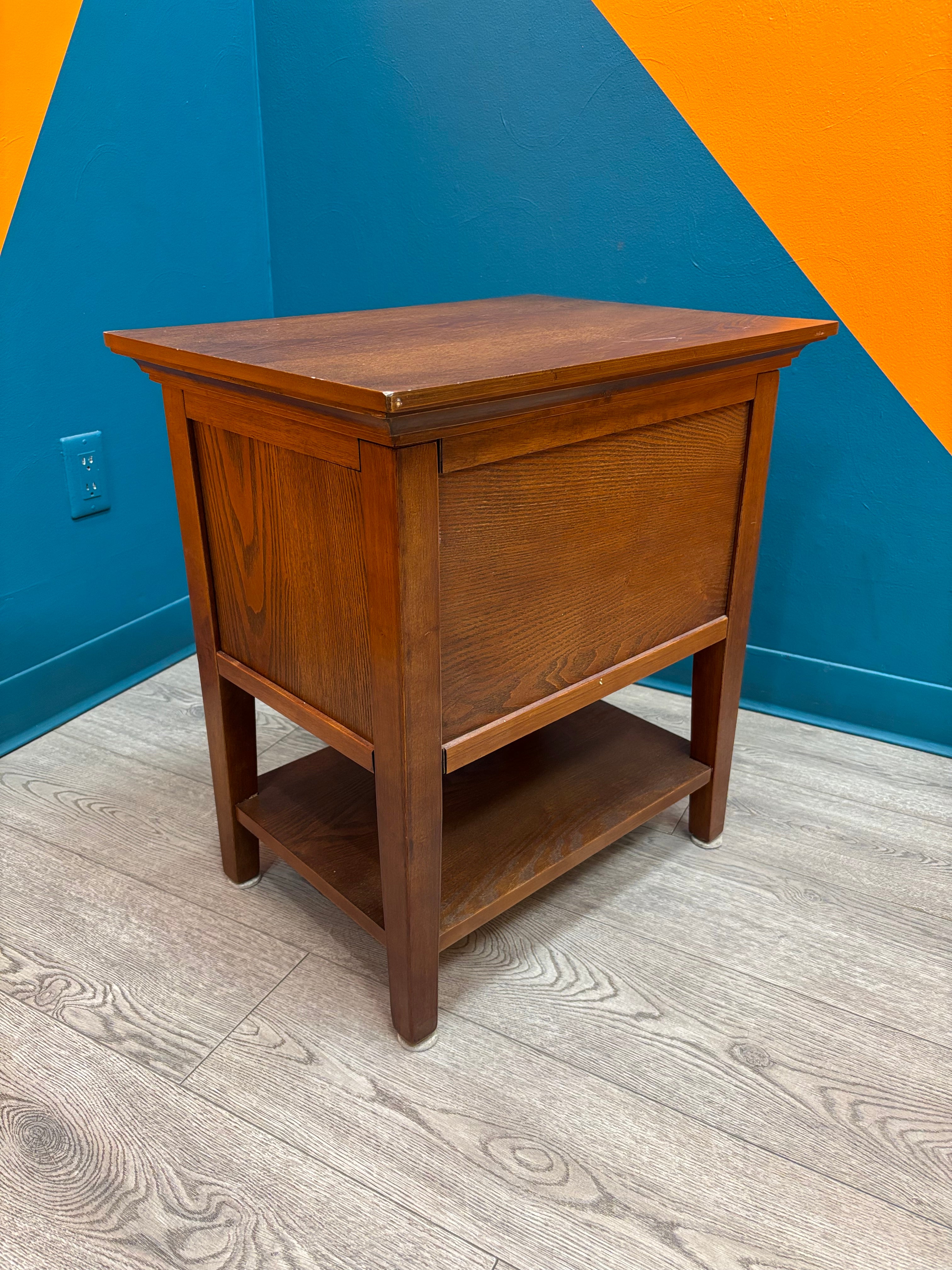 Wood Side Table with Drawers