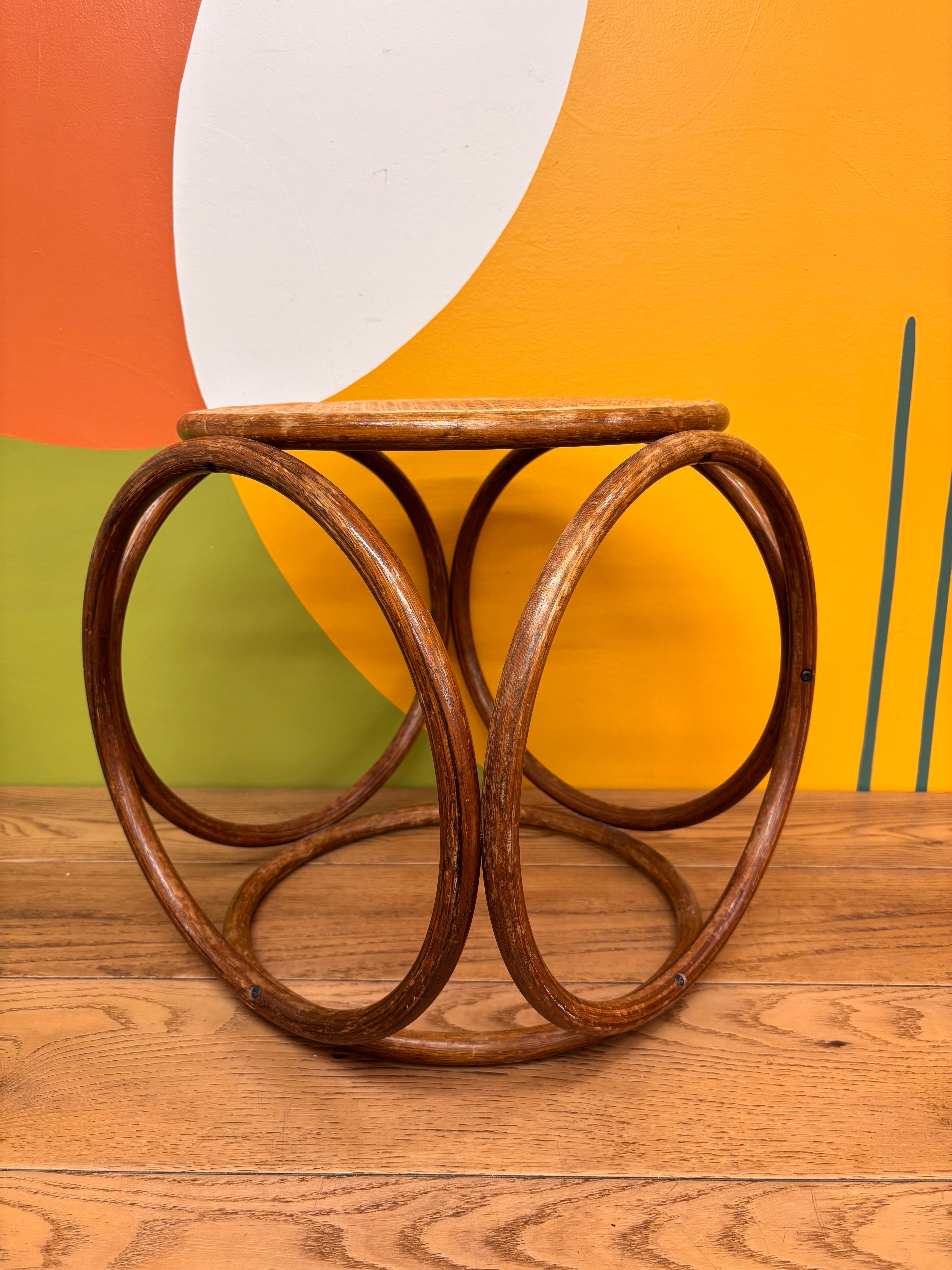 Thonet Style Bentwood Cane Stool