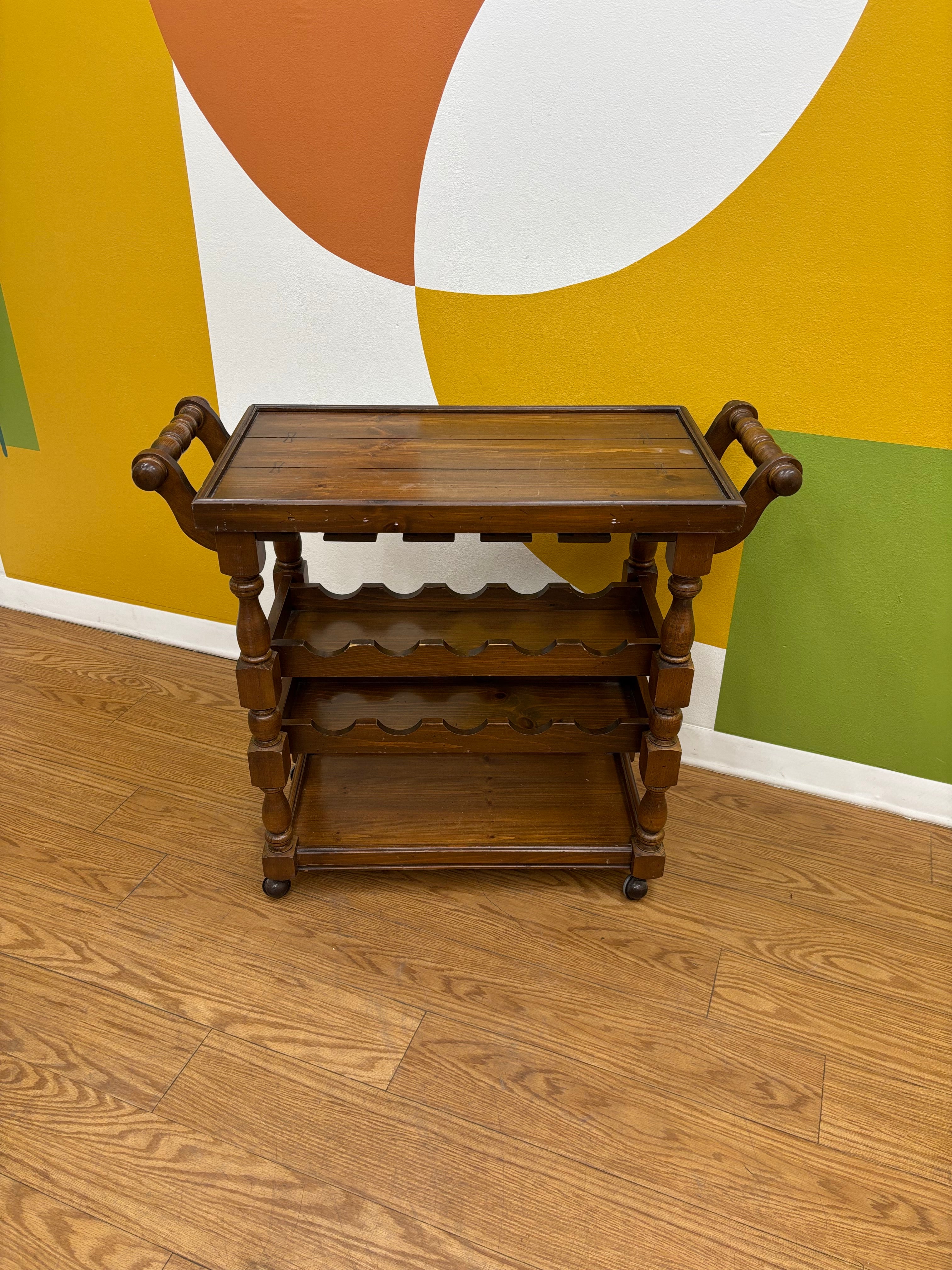 Rolling Wood Bar Cart