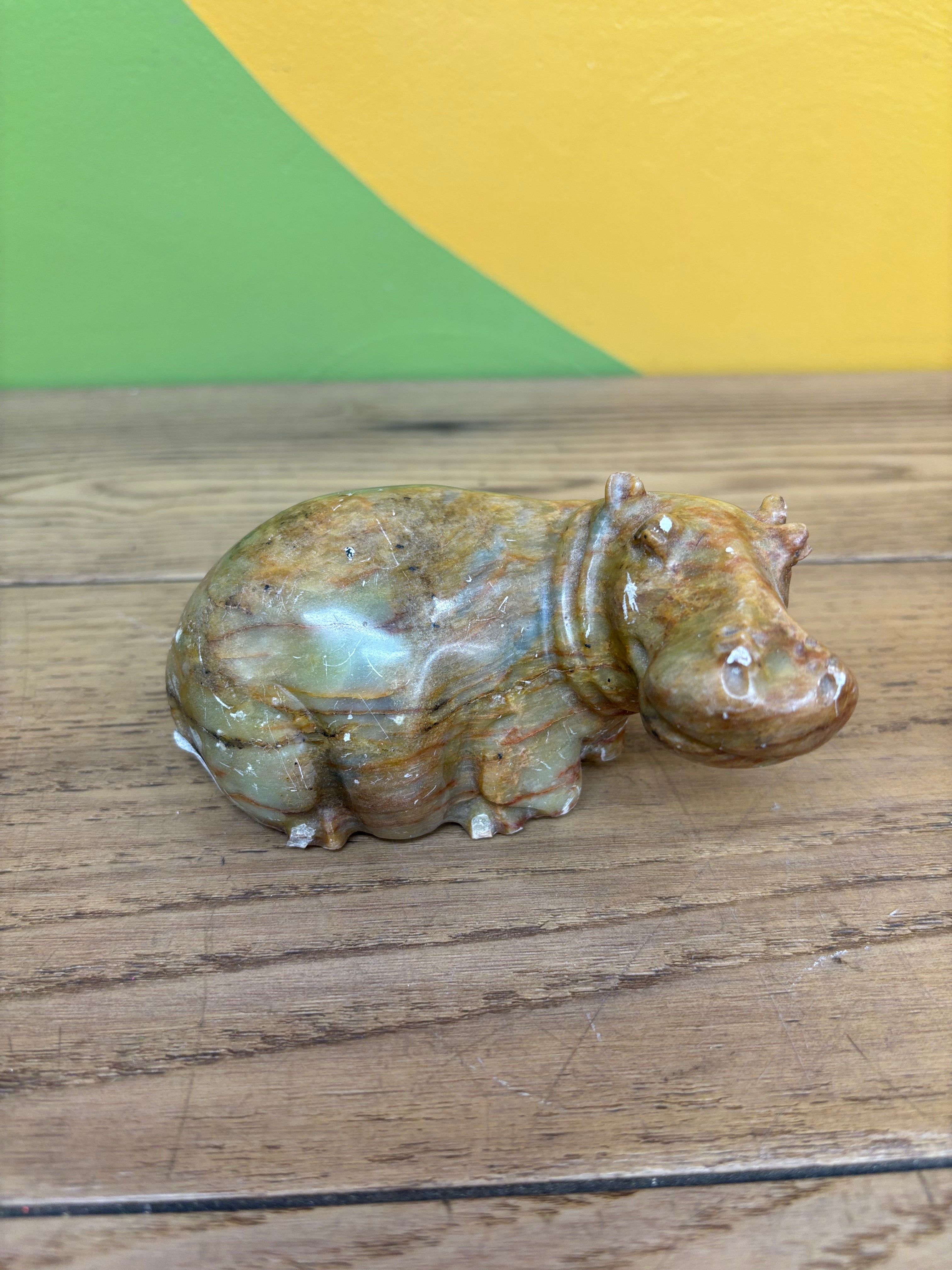 Stone Hippo Figurine