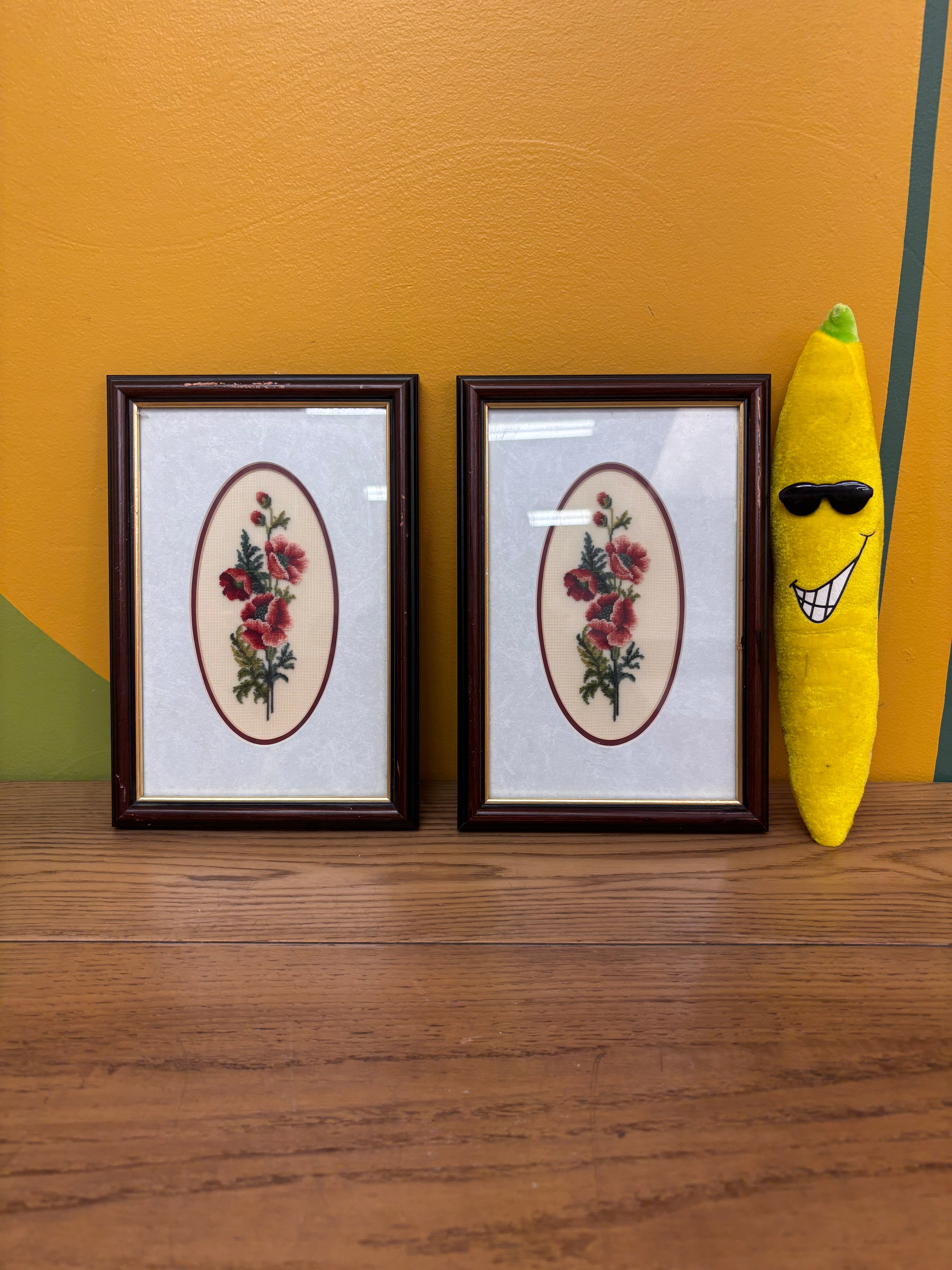 Set of 2 Framed Needlepoint Artwork