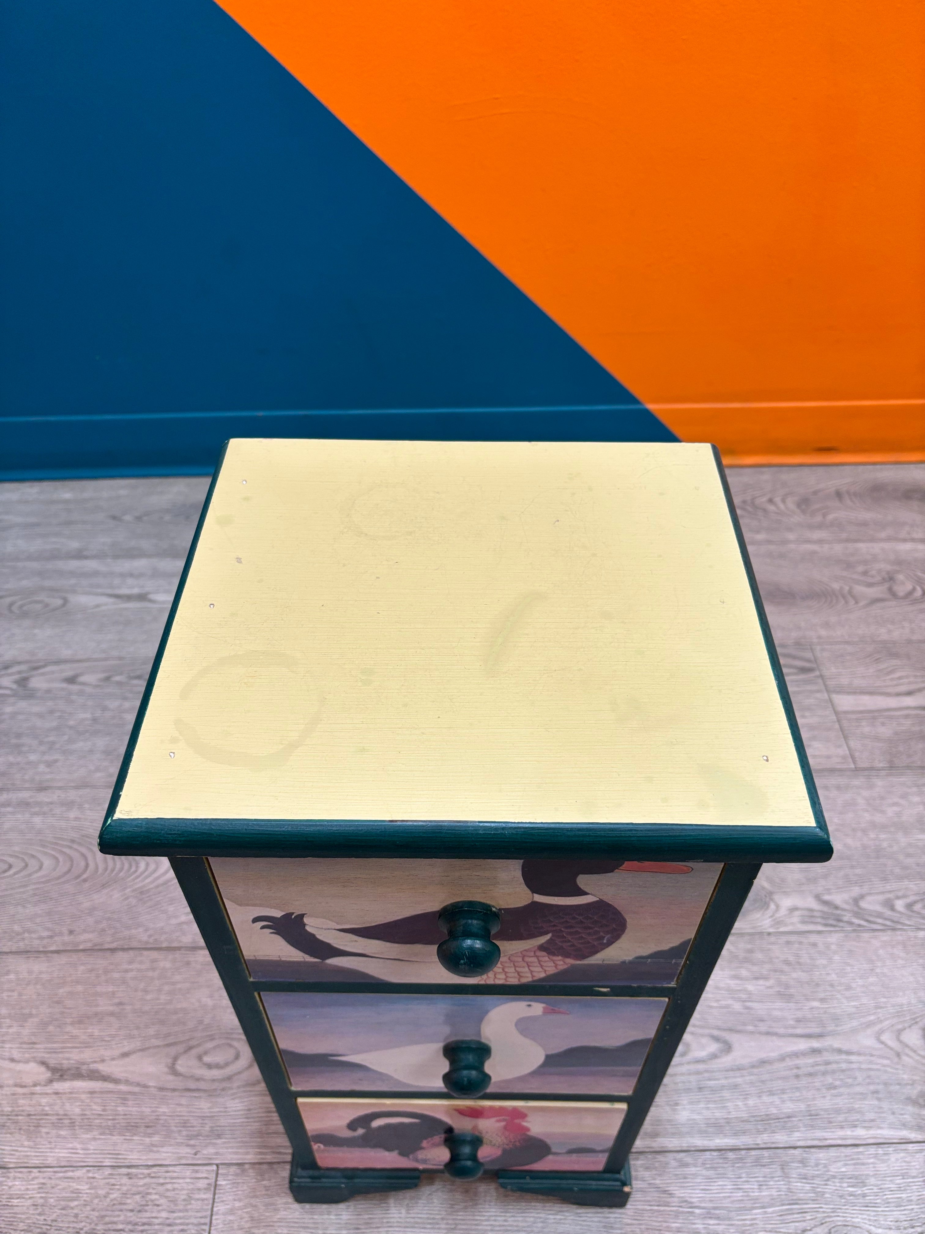 3 Drawer Bird Nightstand