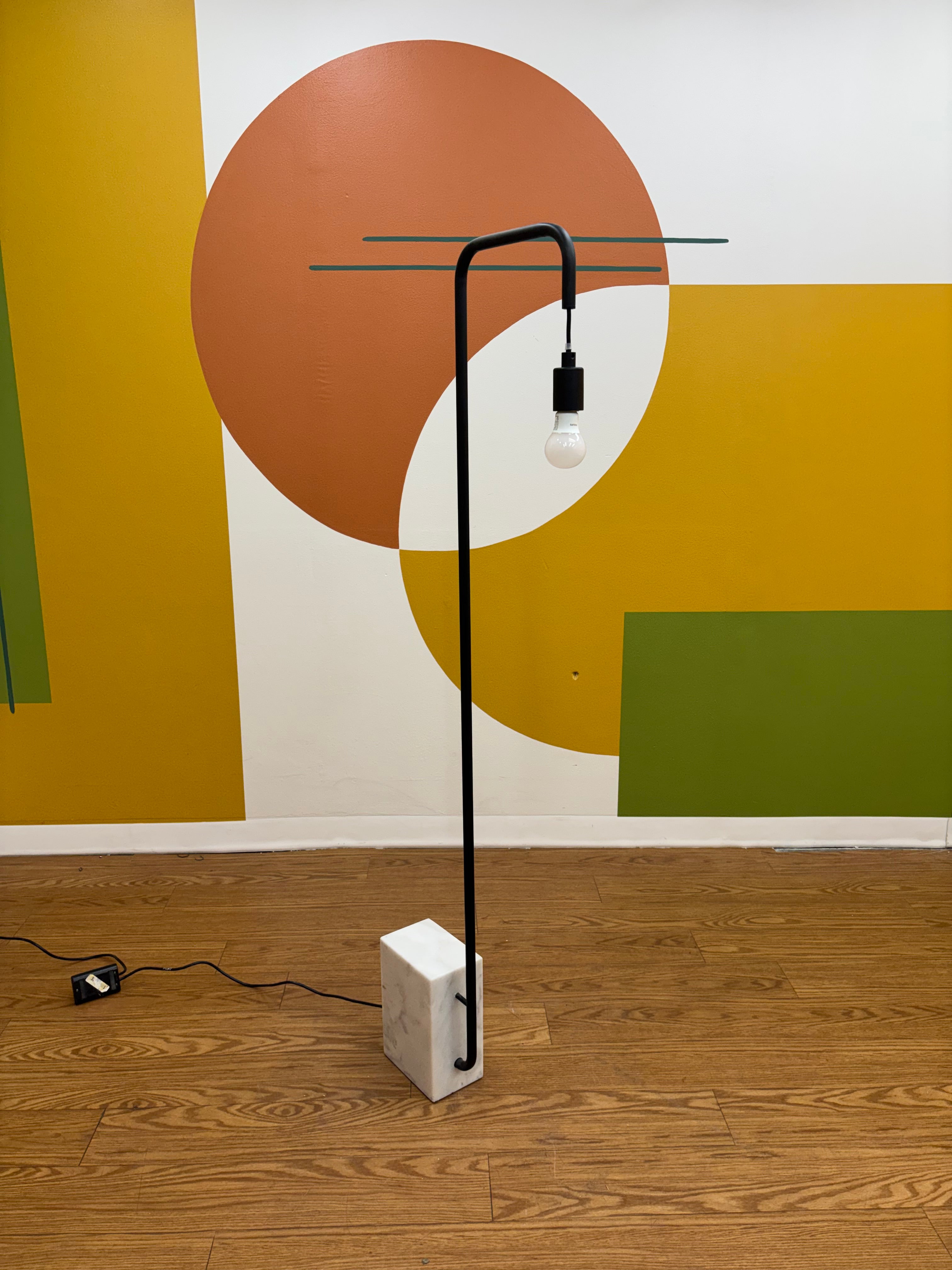 Black Floor Lamp with Marble Base
