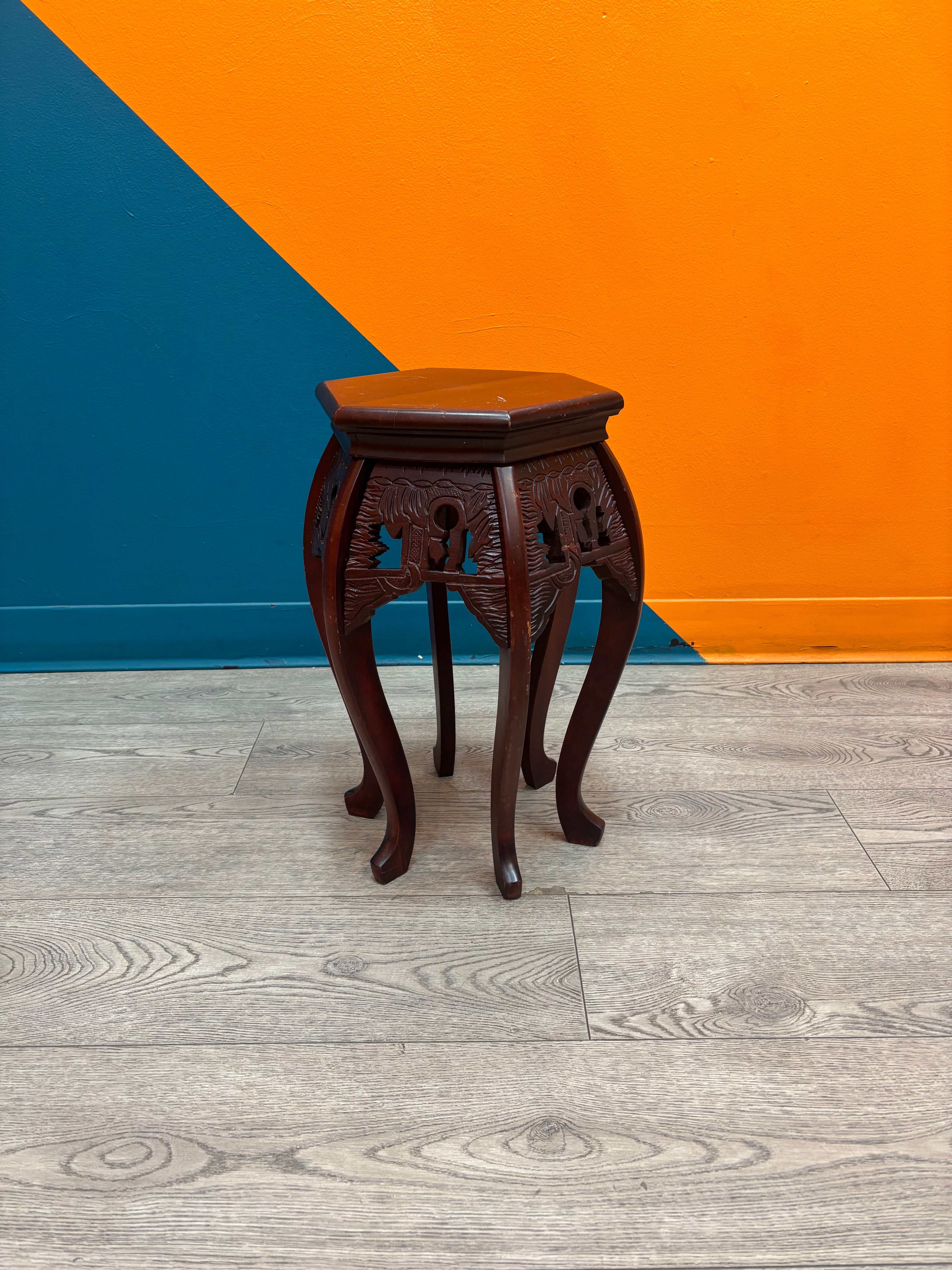 Carved Wood Pedestal Table