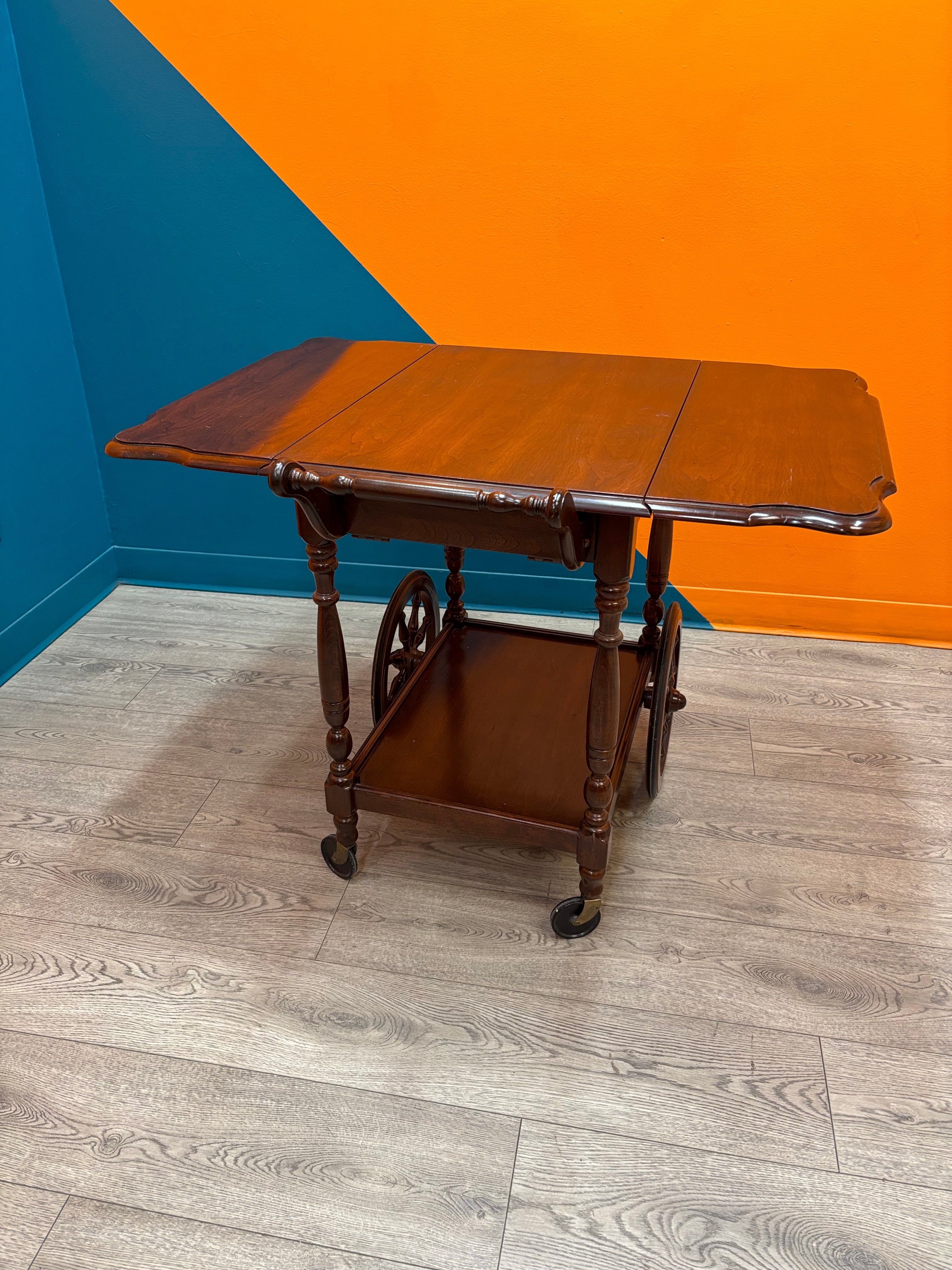 Drop Leaf Wood Cart