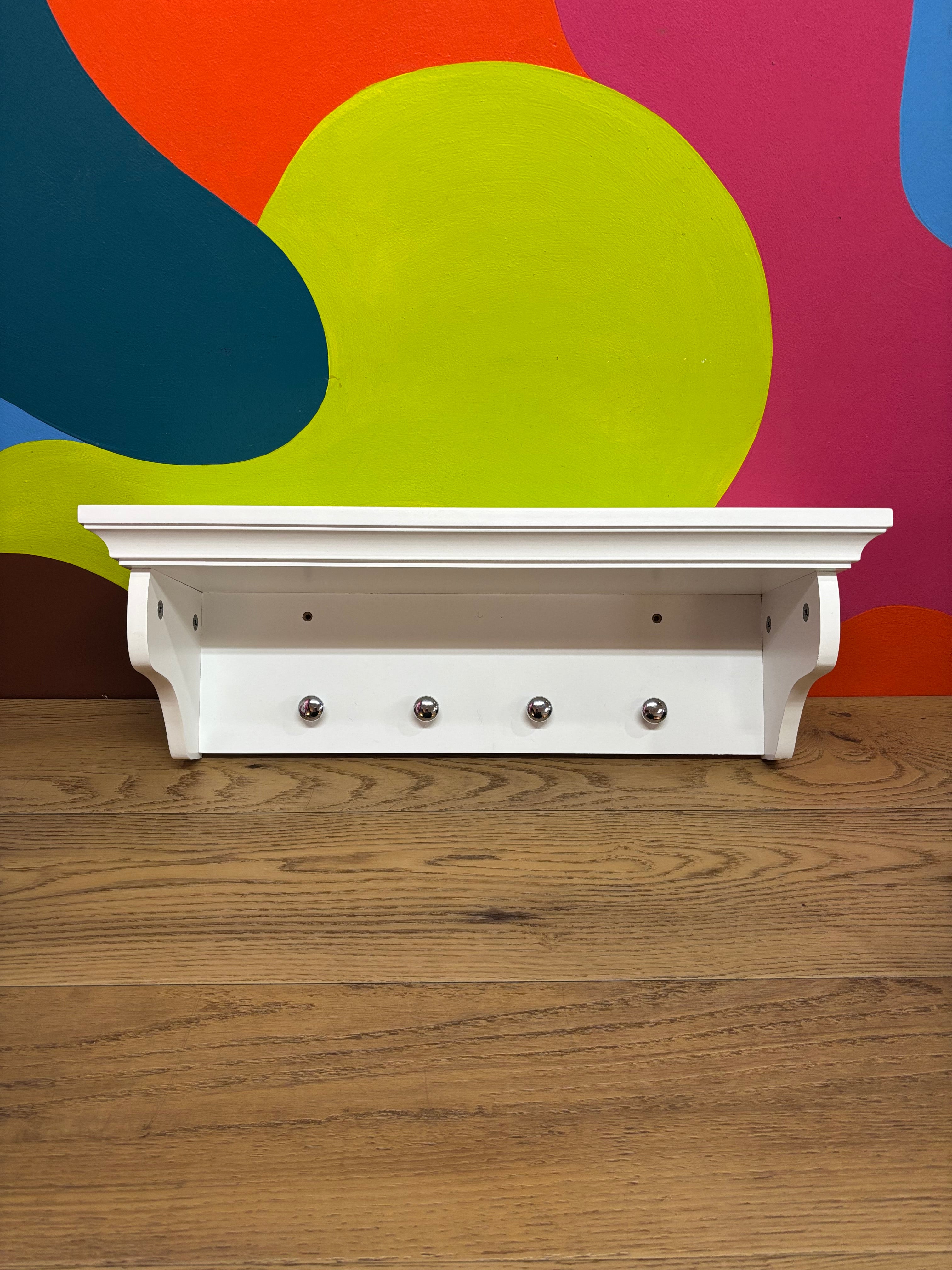 White Wall Shelf with Pegs
