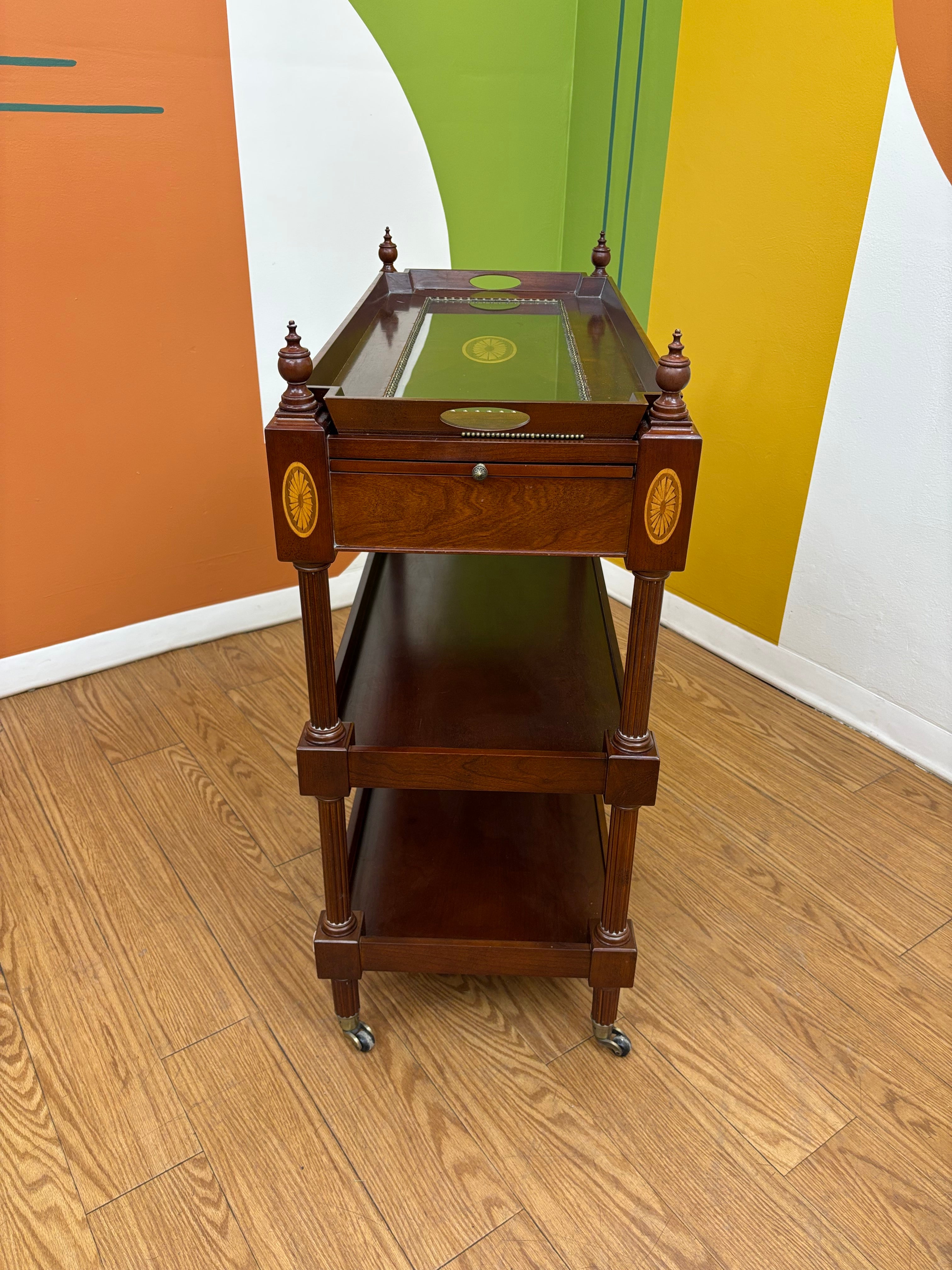Mahogany Post Rolling Serving Cart