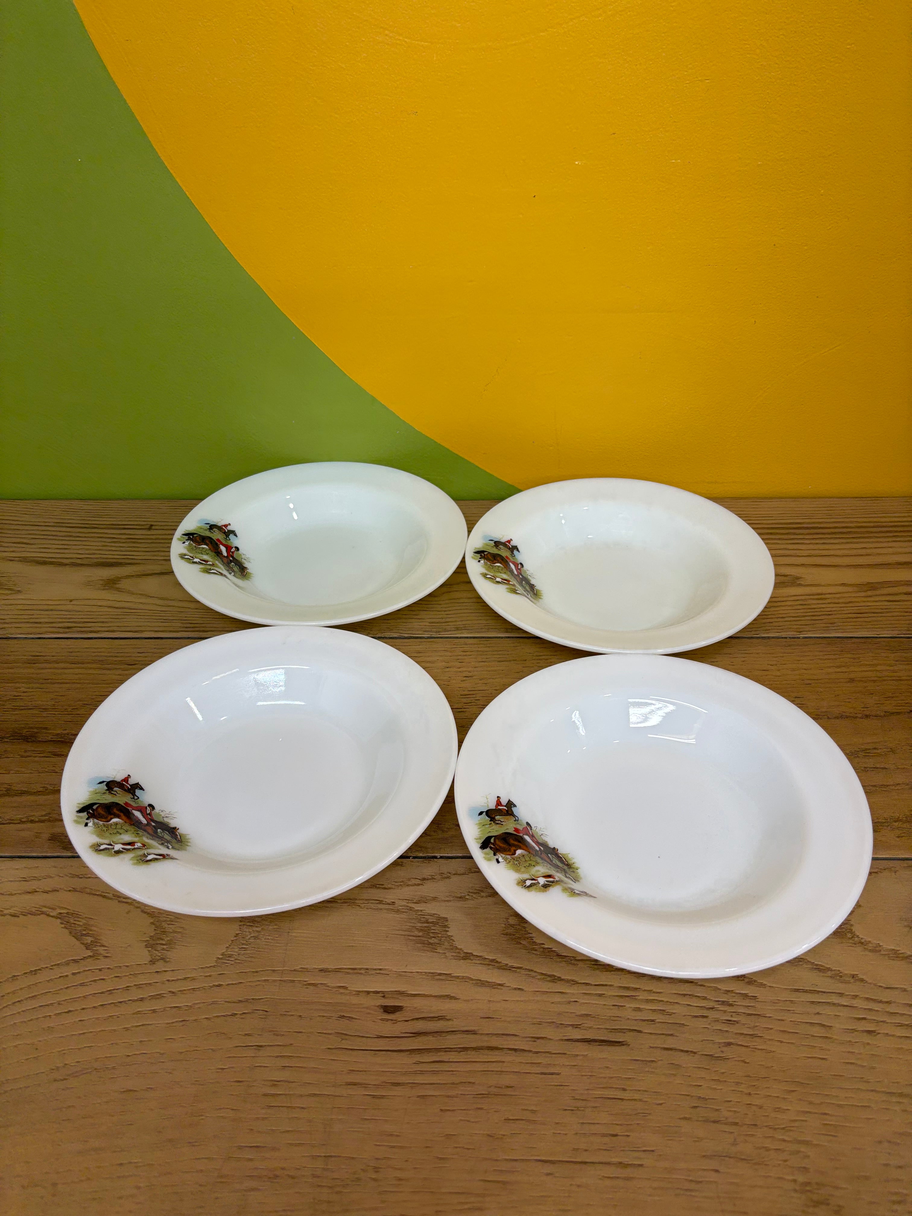 Set of 4 J&J Hunting Scene Bowls