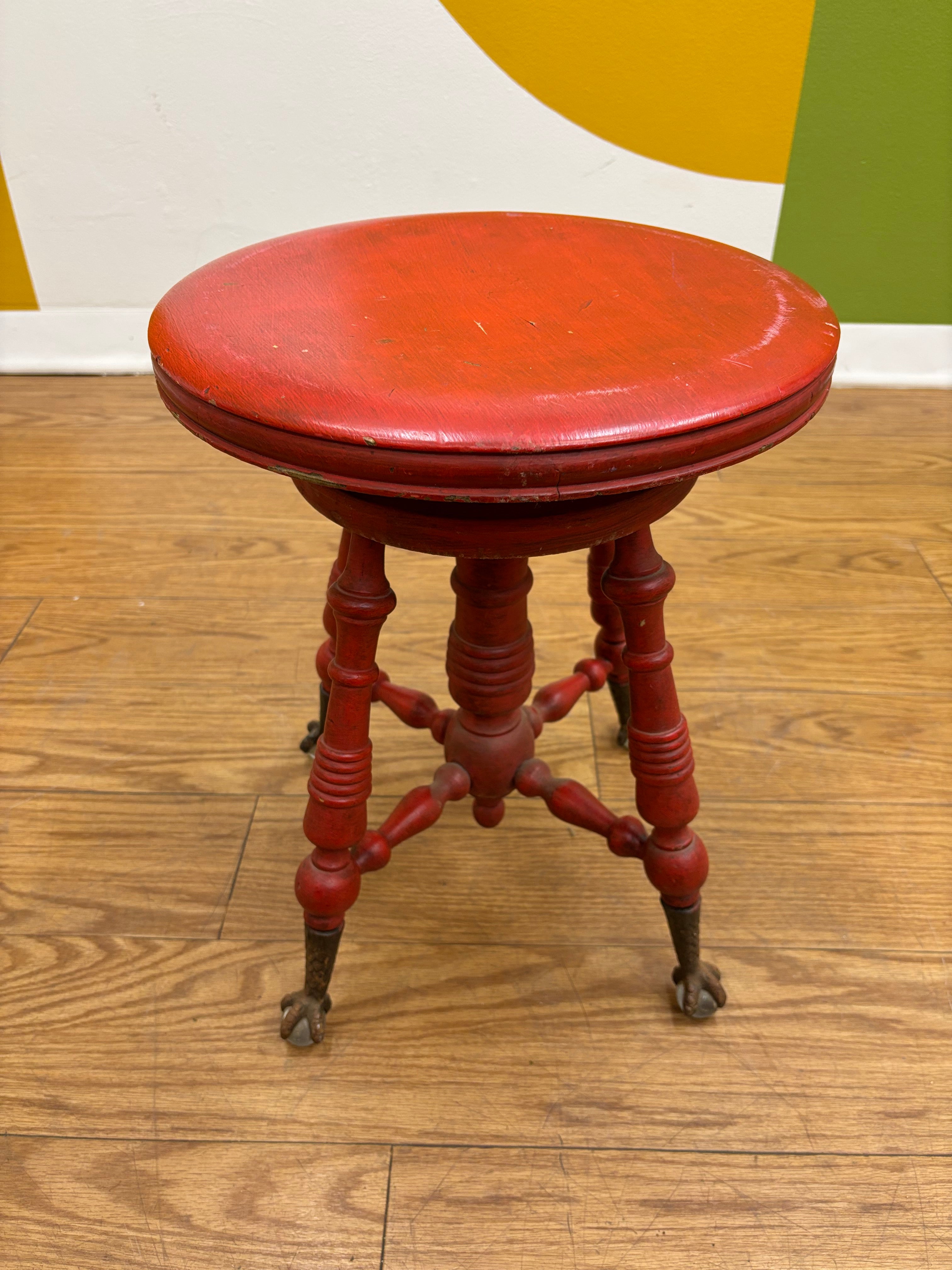 Red Claw Swivel Piano Stool