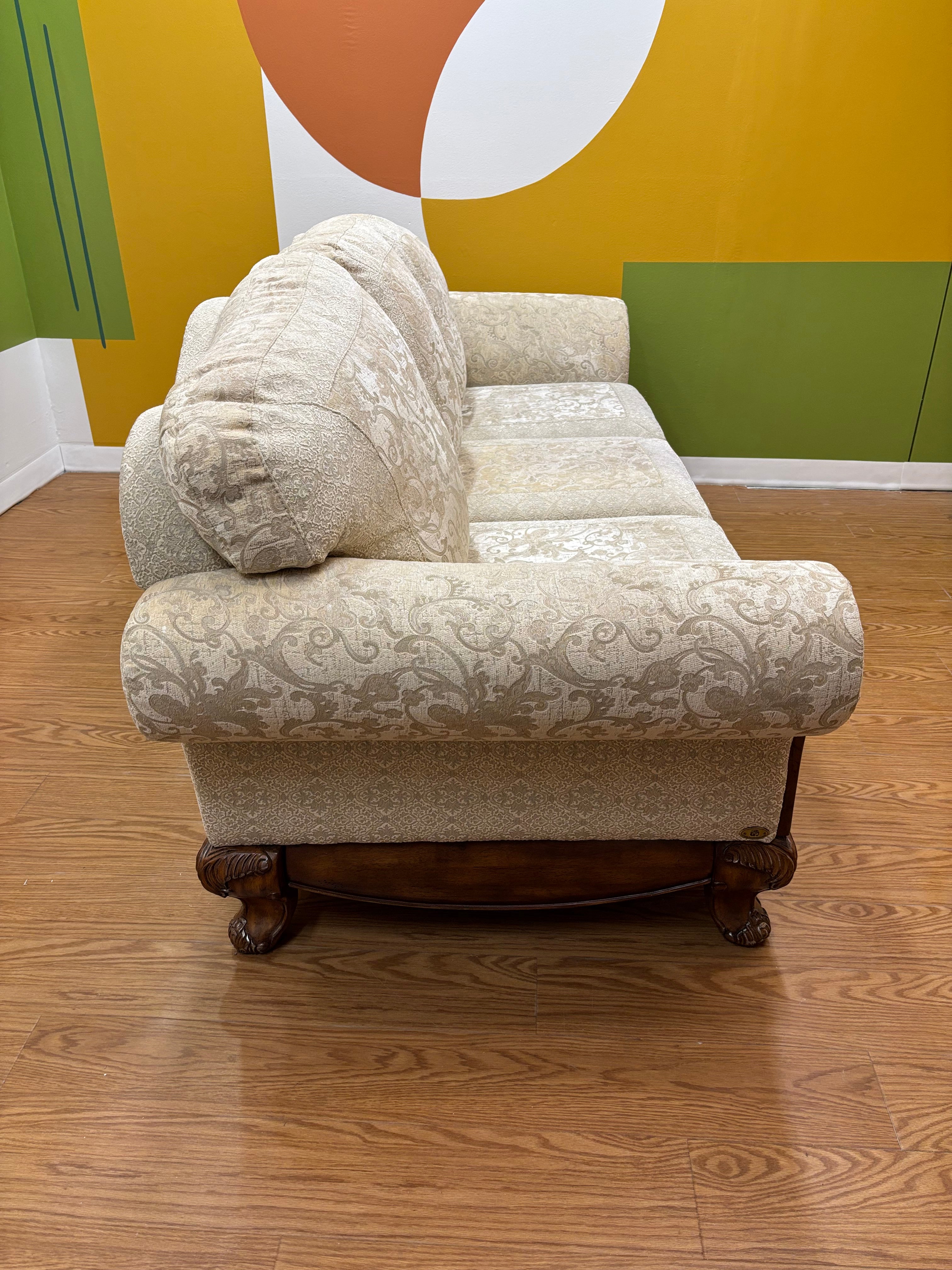 Fabric & Wood Carved Sofa