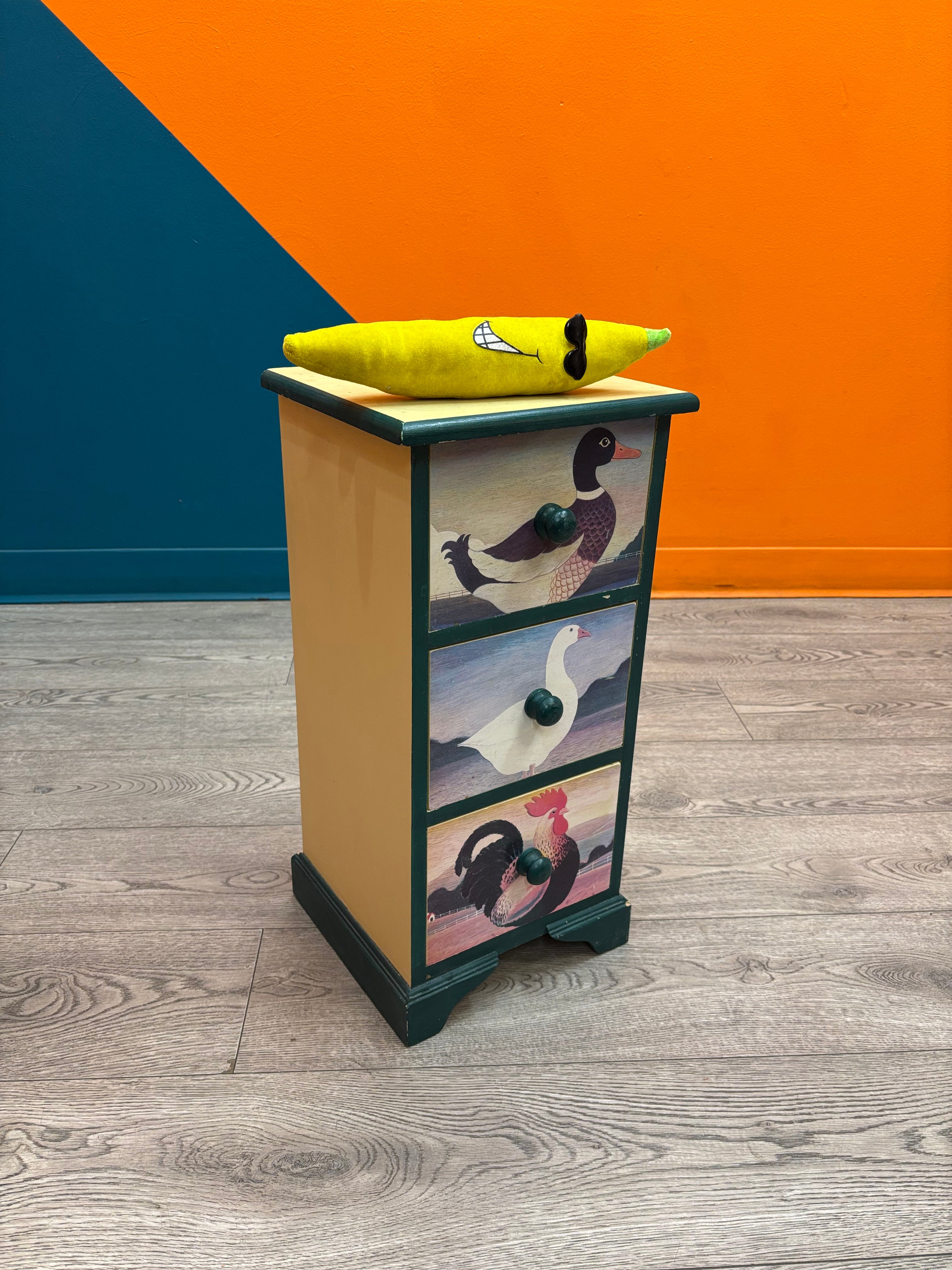 3 Drawer Bird Nightstand