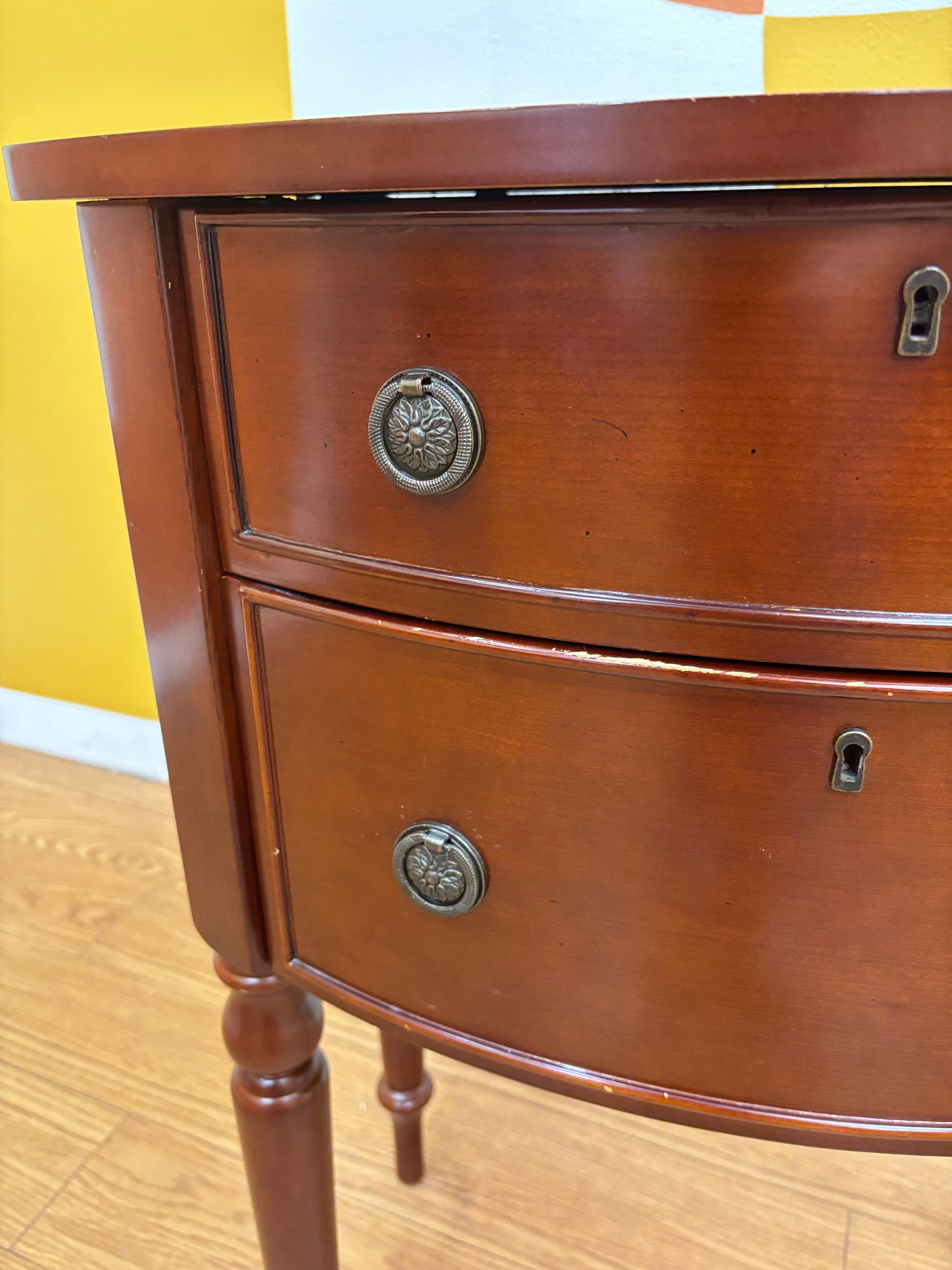 Wood Side Table with Drawers