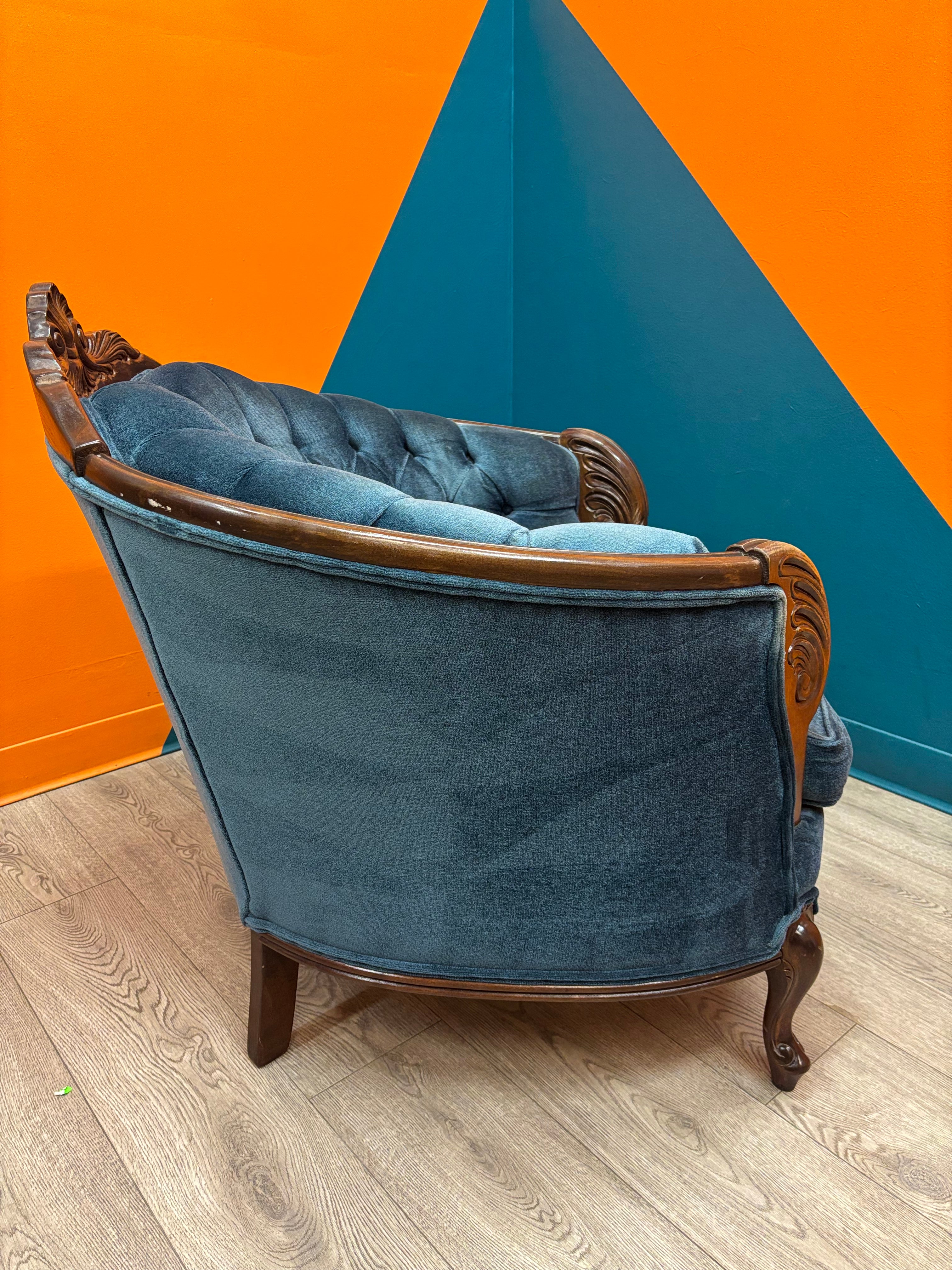 Royal Blue Velvet Armchair