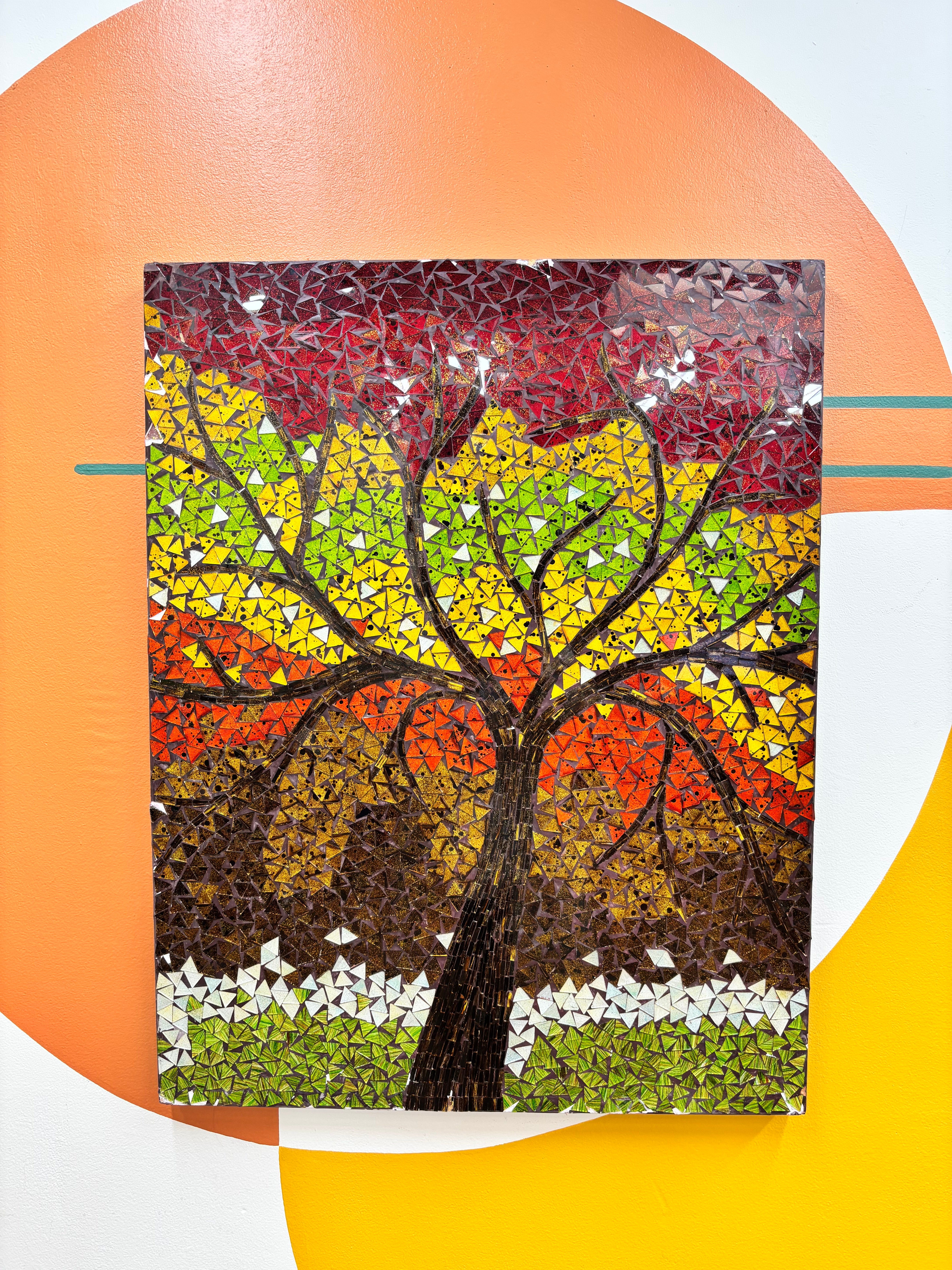 Large Glass Mosaic Tree Wall Art